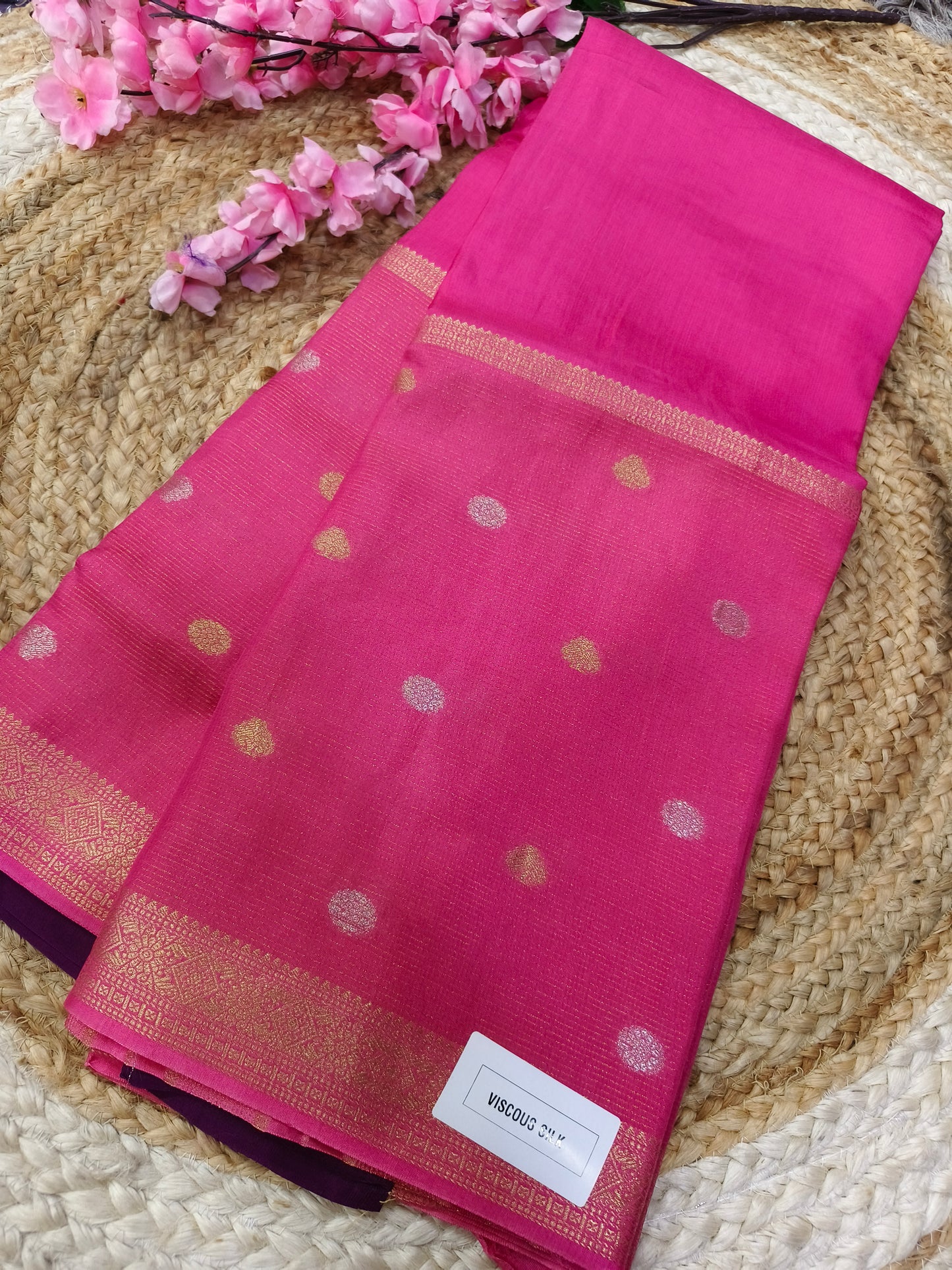 Pink Viscous silk saree