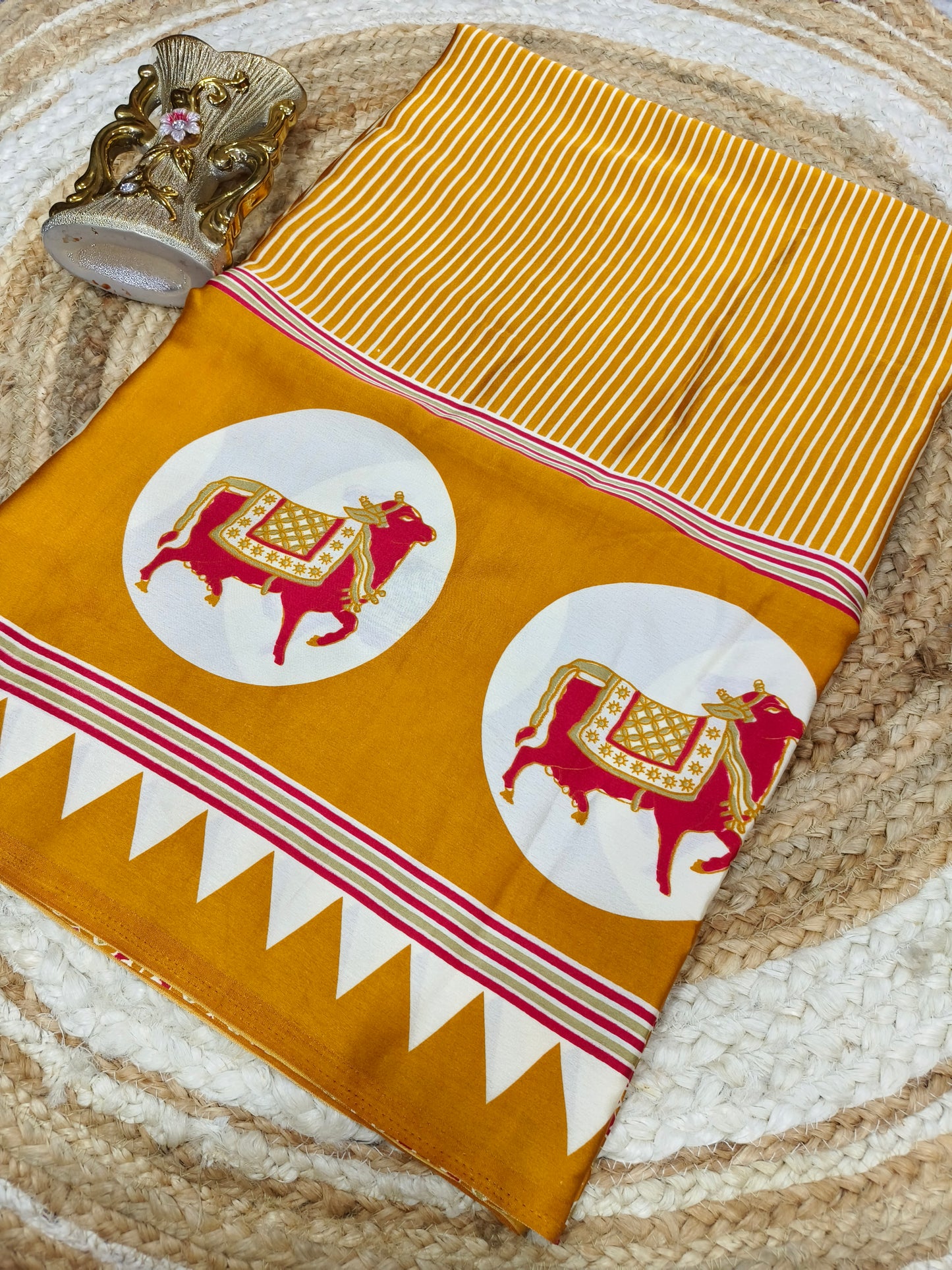 Yellow semi Modal silk saree