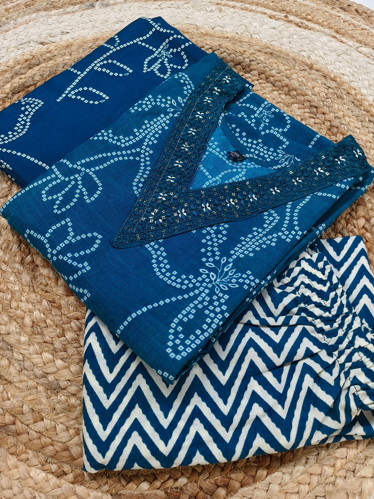 Blue Cotton sets with duppatta
