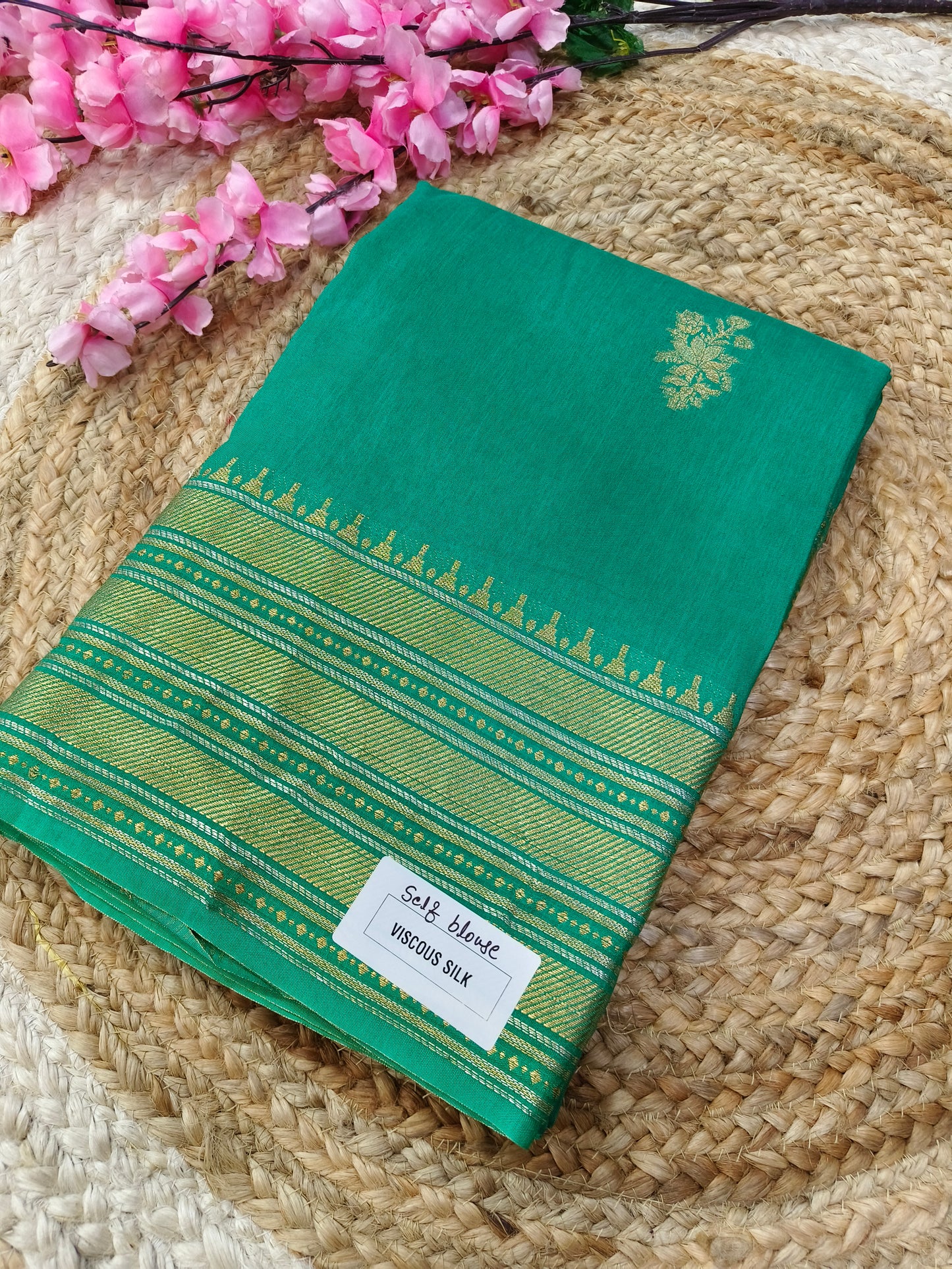 Teal Green viscous silk saree