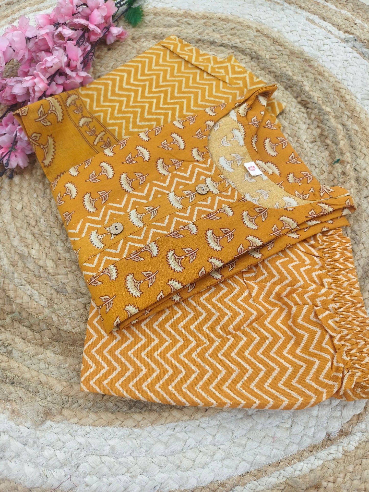 Yellow cotton salwar suit (XL)