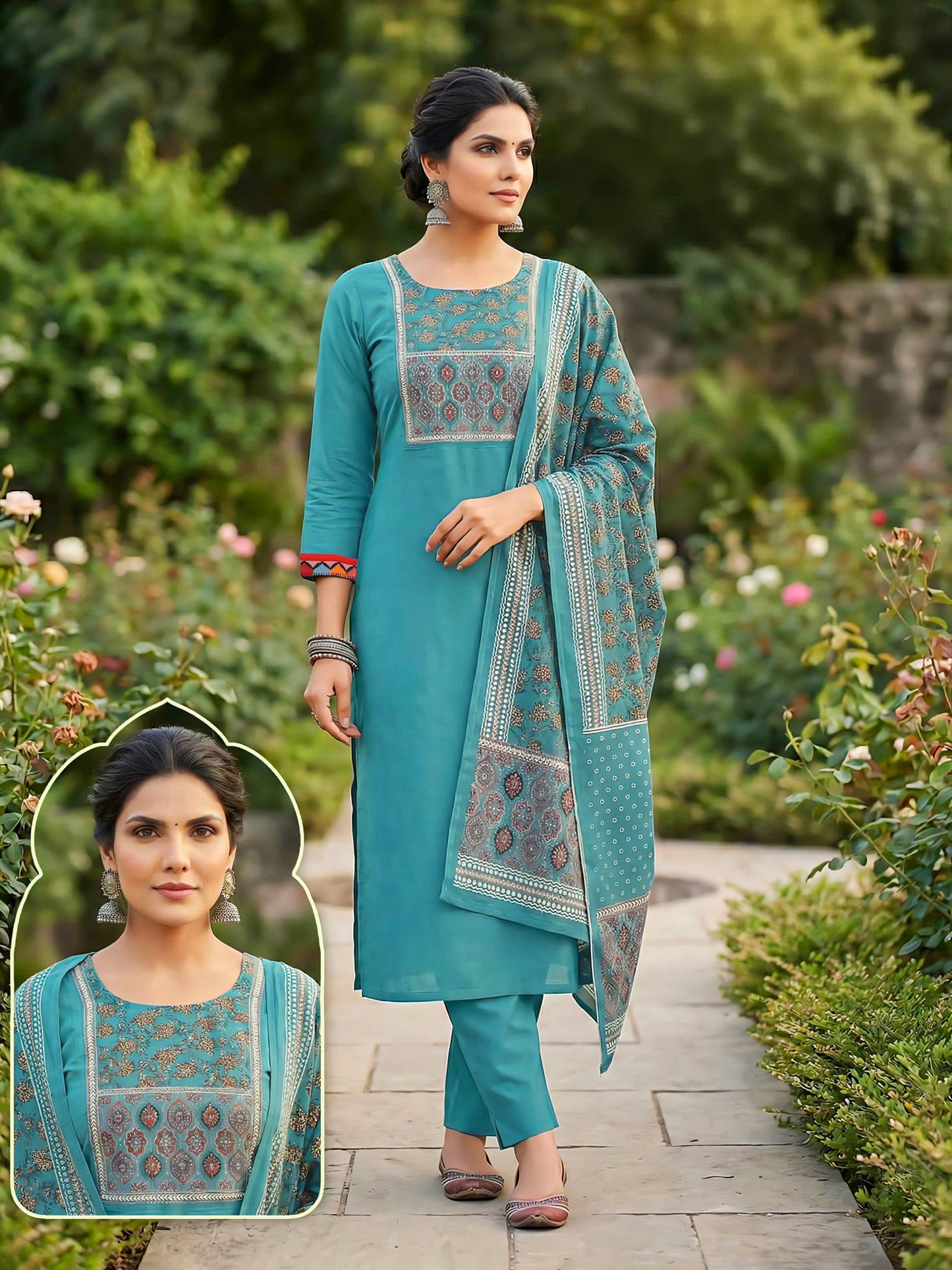 Rama Blue Designer straight cut suit