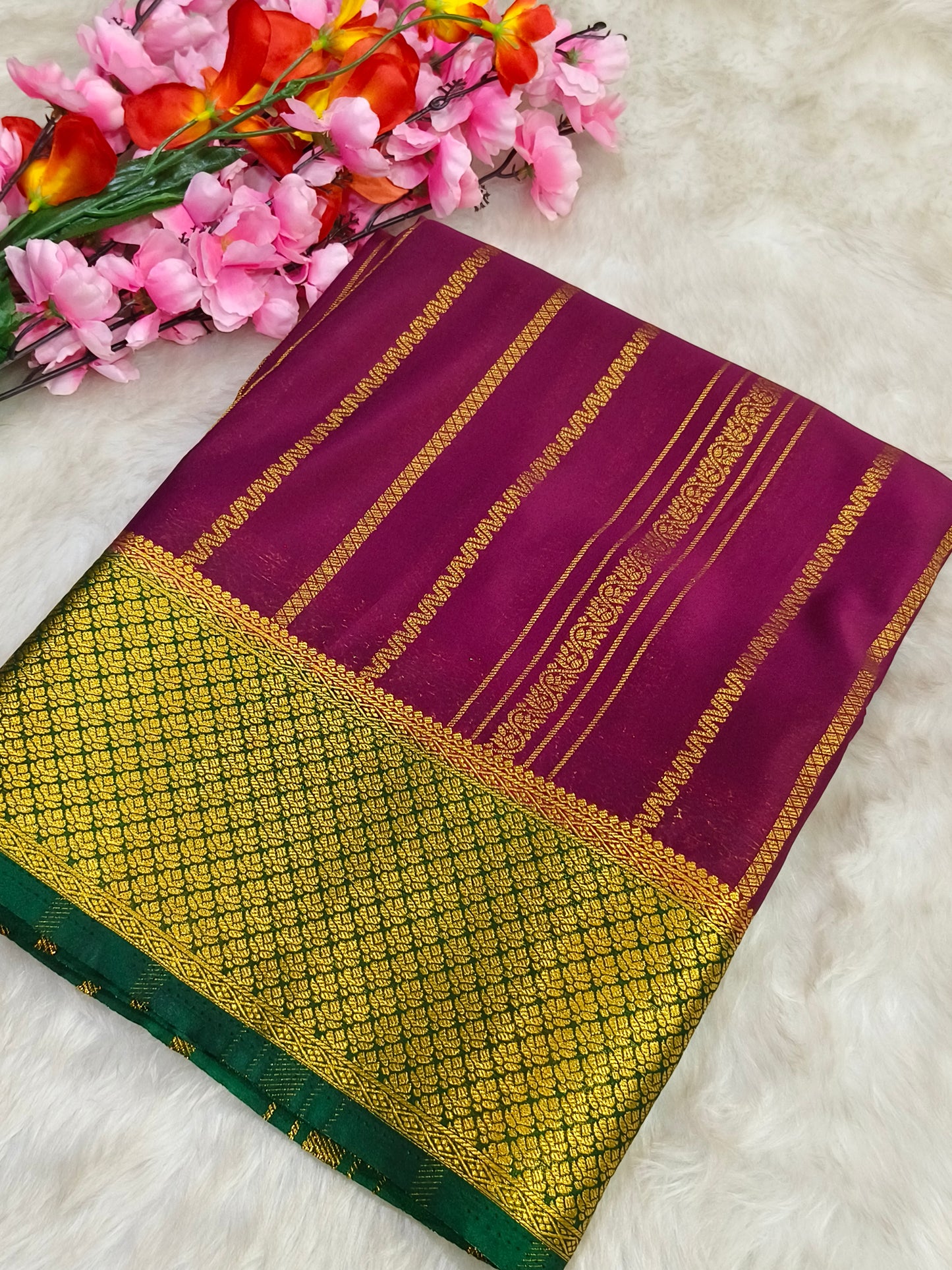 Wine Georgette crepe silk saree