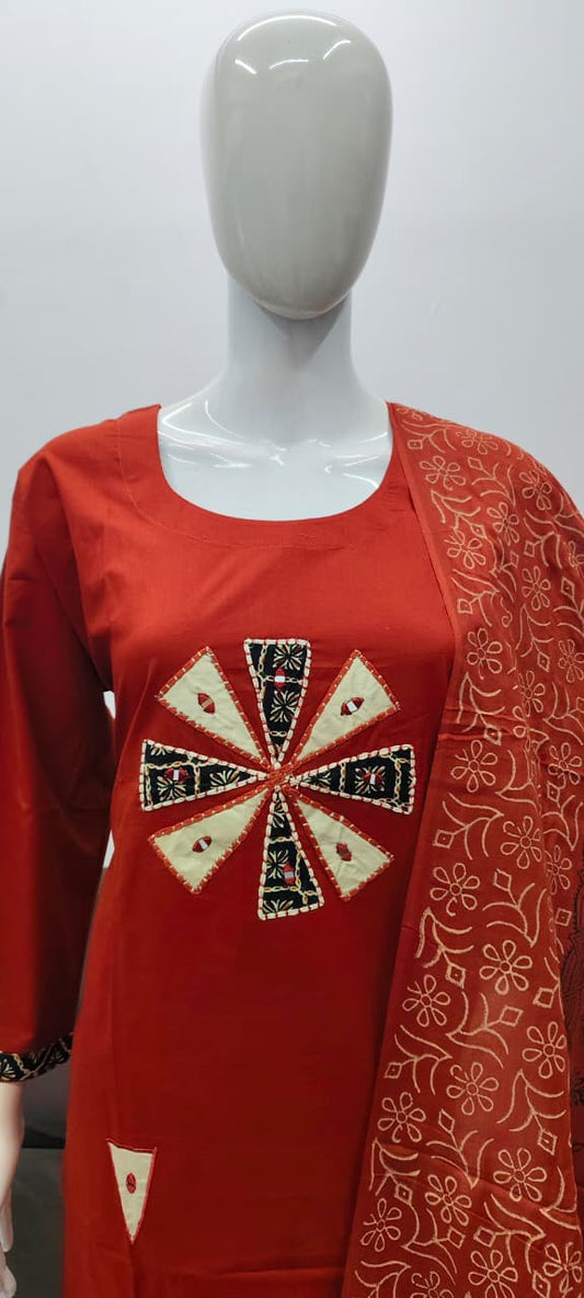 Orange Cotton salwar suit