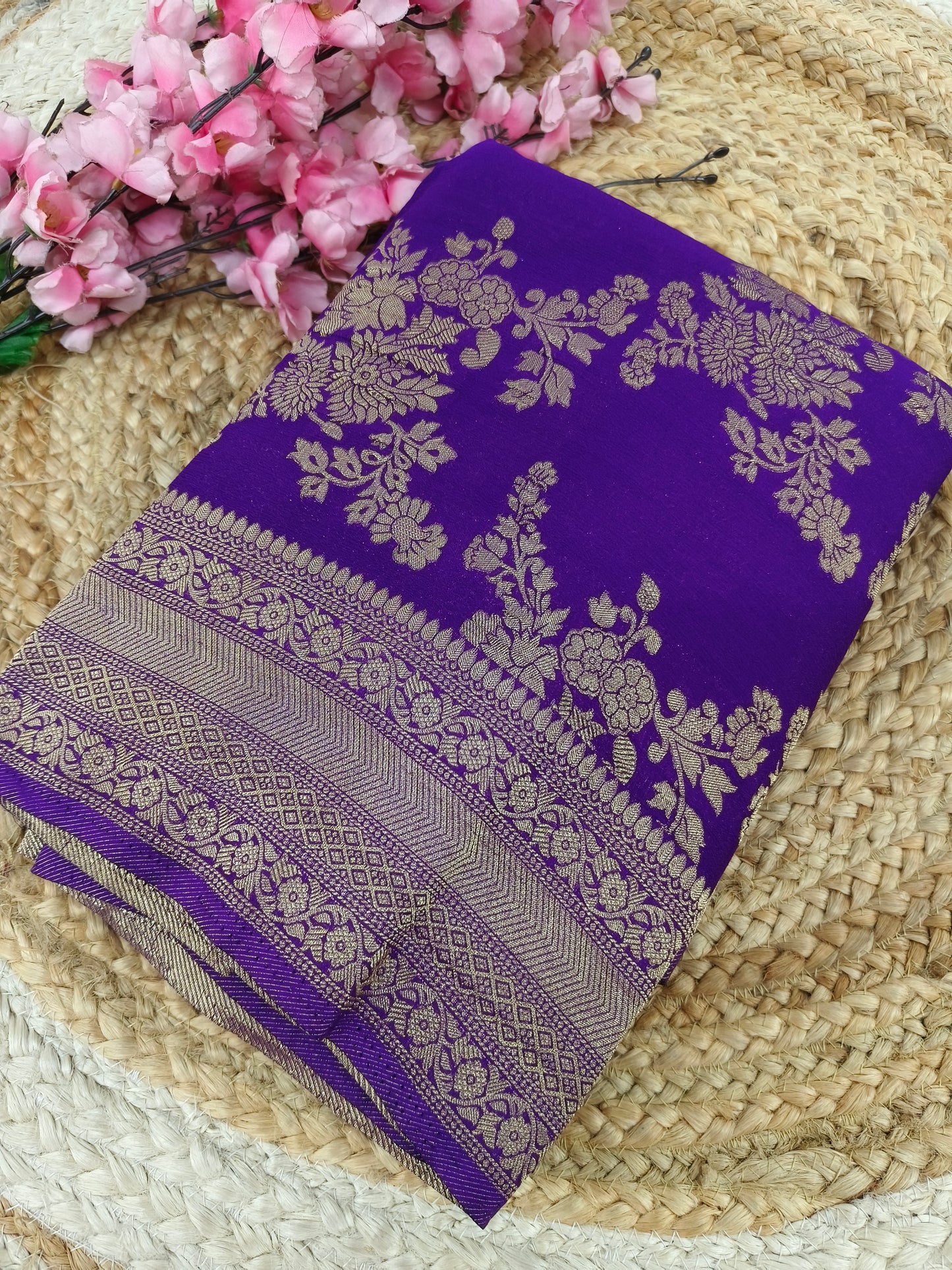 Purple Kadhi Georgette silk saree