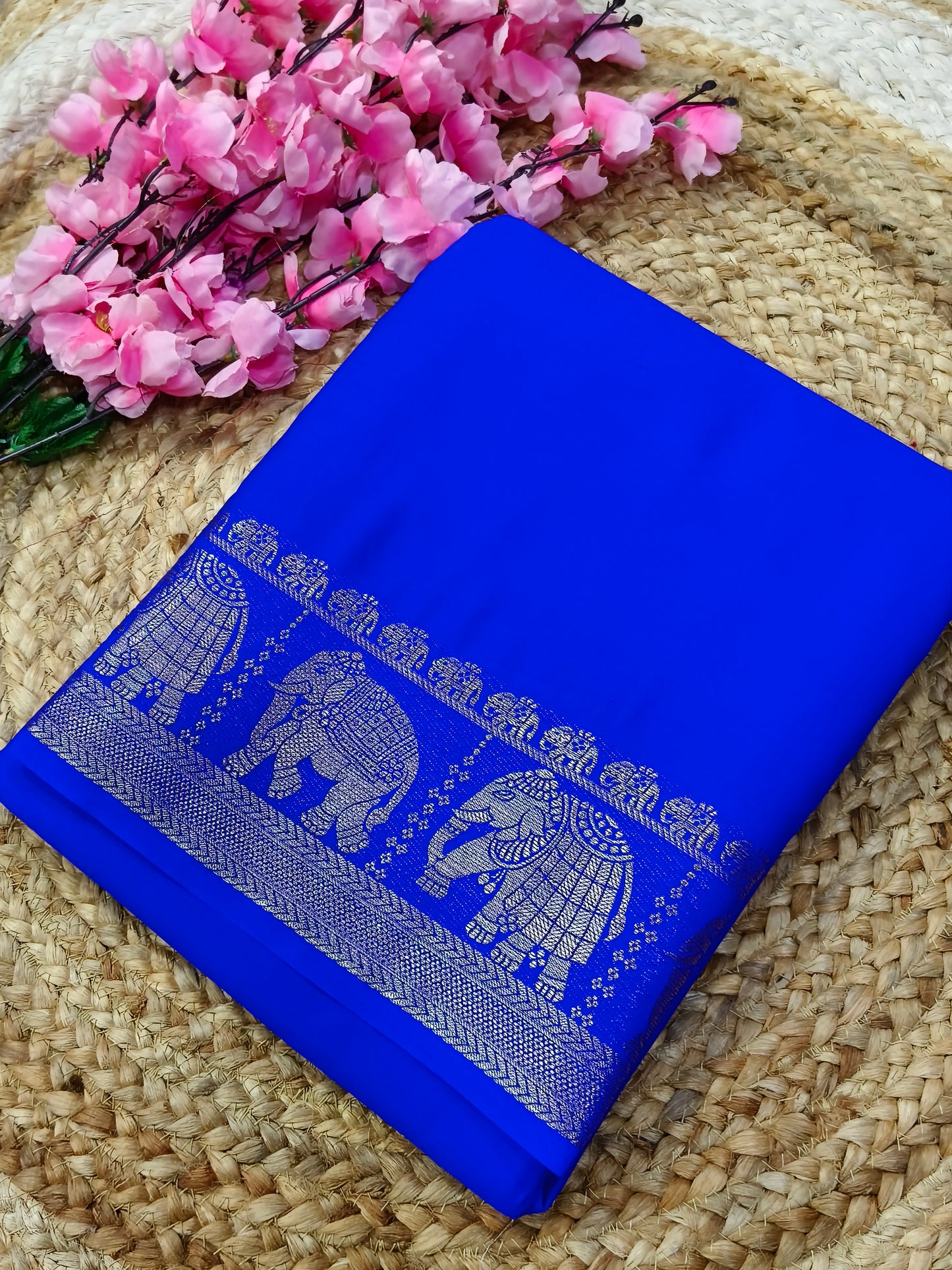 Royal Blue semi Mysore crepe silk saree