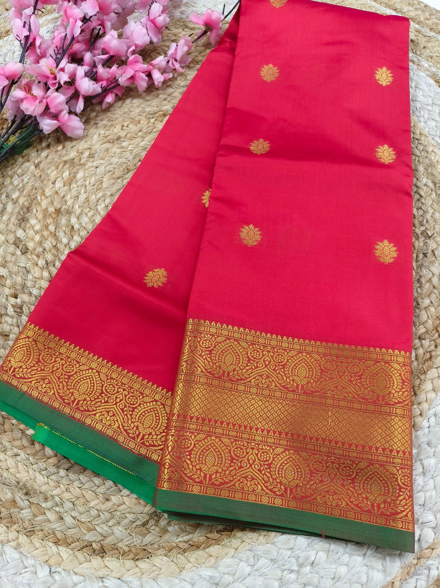 Red Semi kanchi silk saree