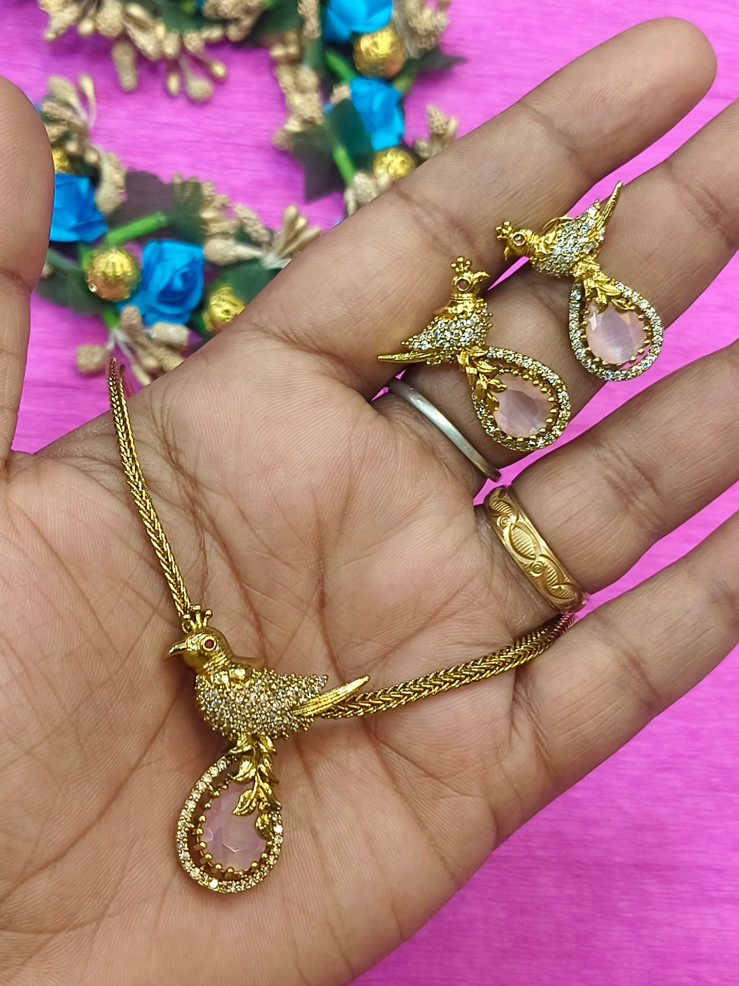 Light Pink designer gold plated Necklace