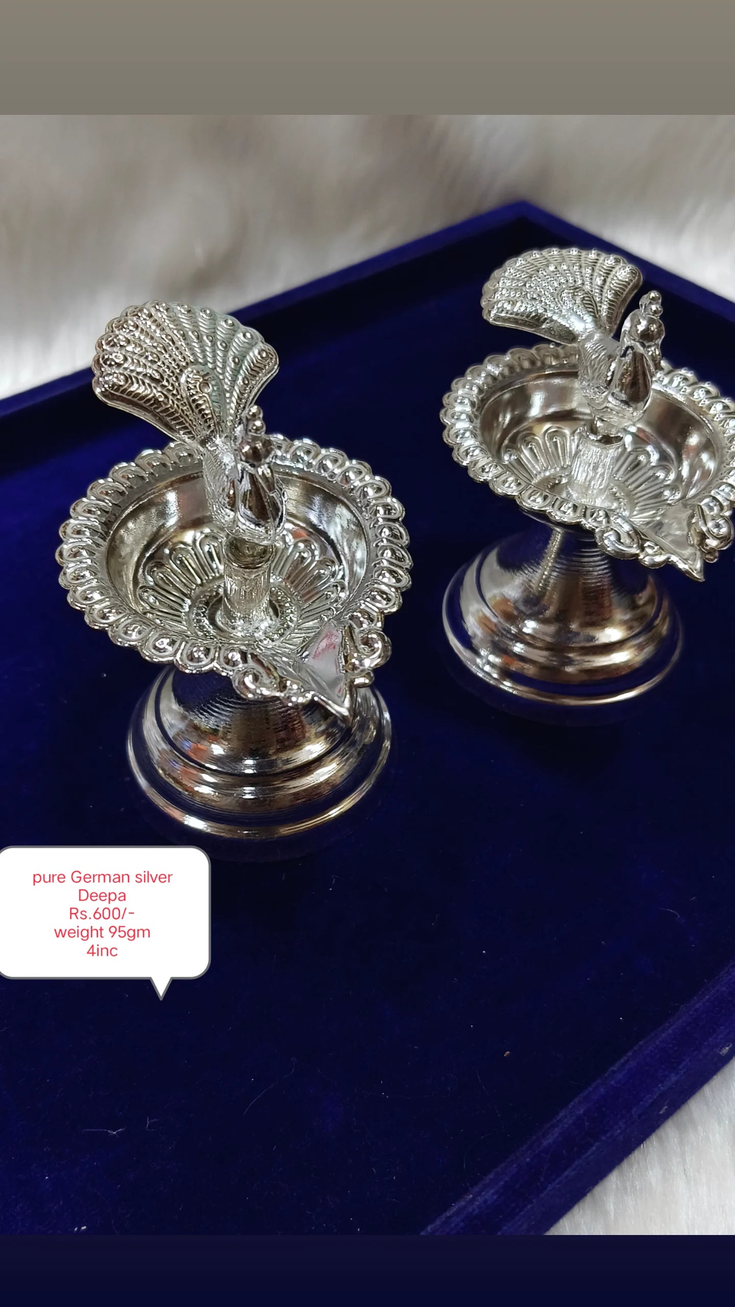 Pure German Silver Peacock Deepa