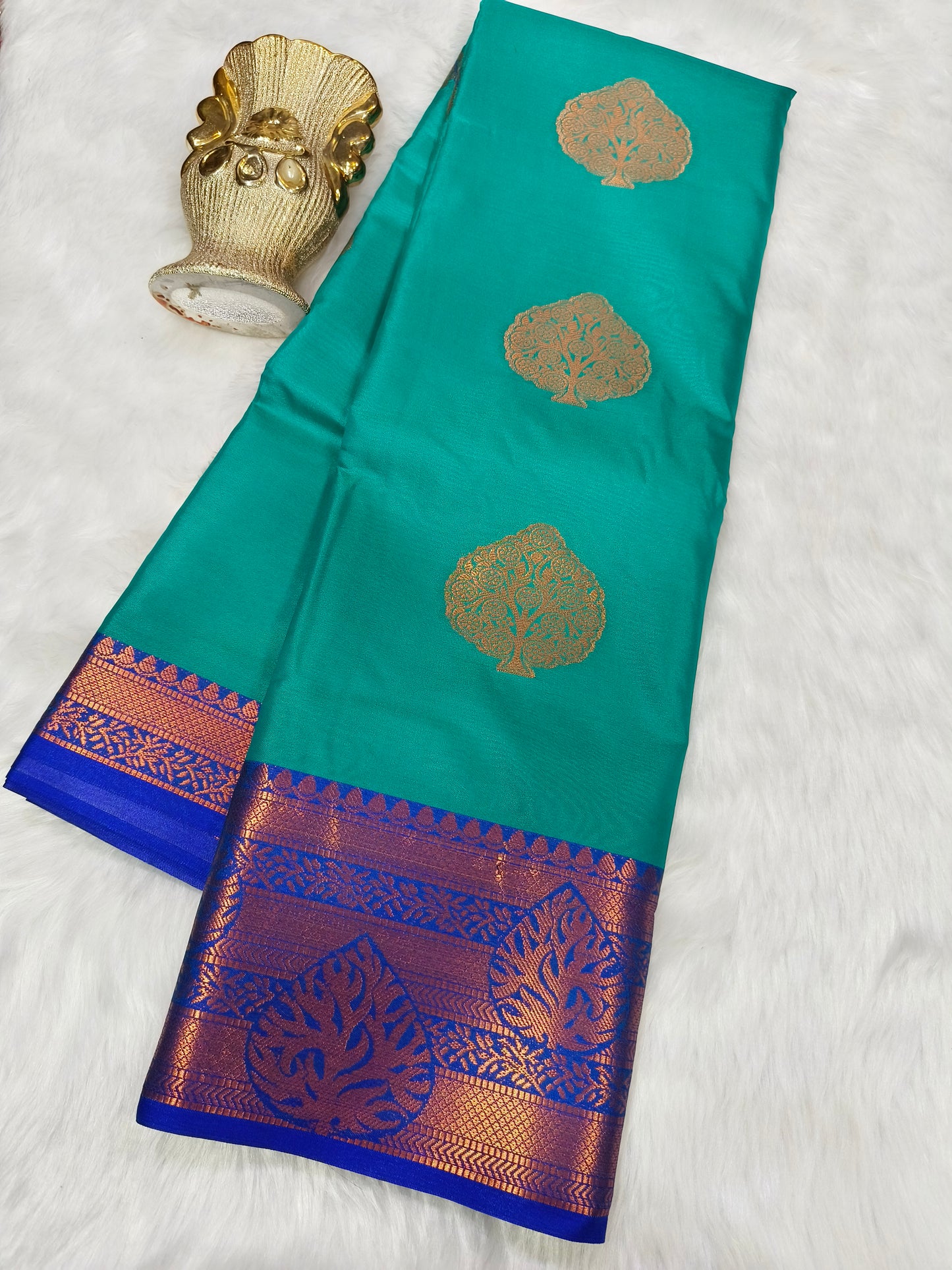 Rama blue Semi silk saree