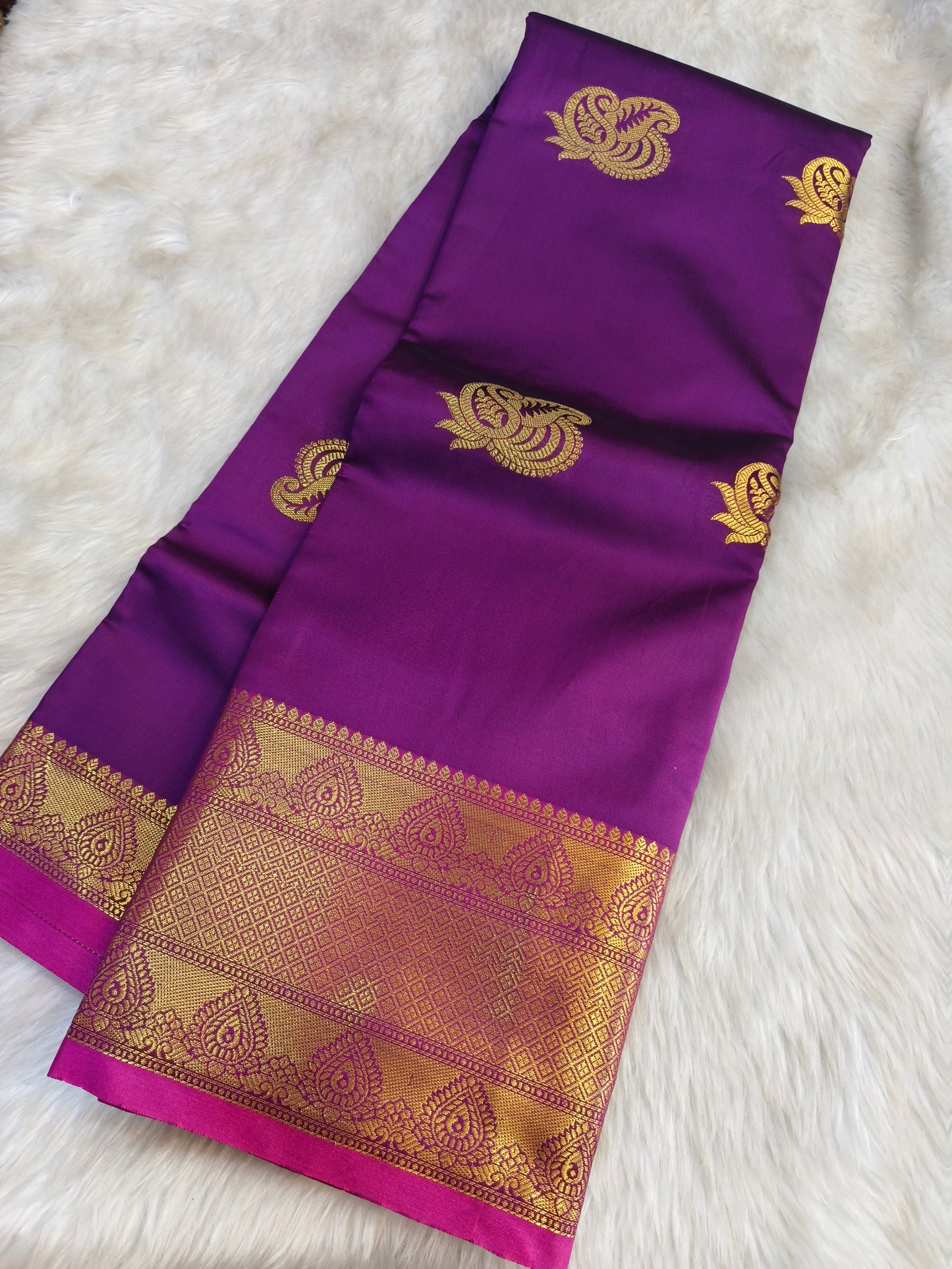 Violet Semi kanchi silk saree