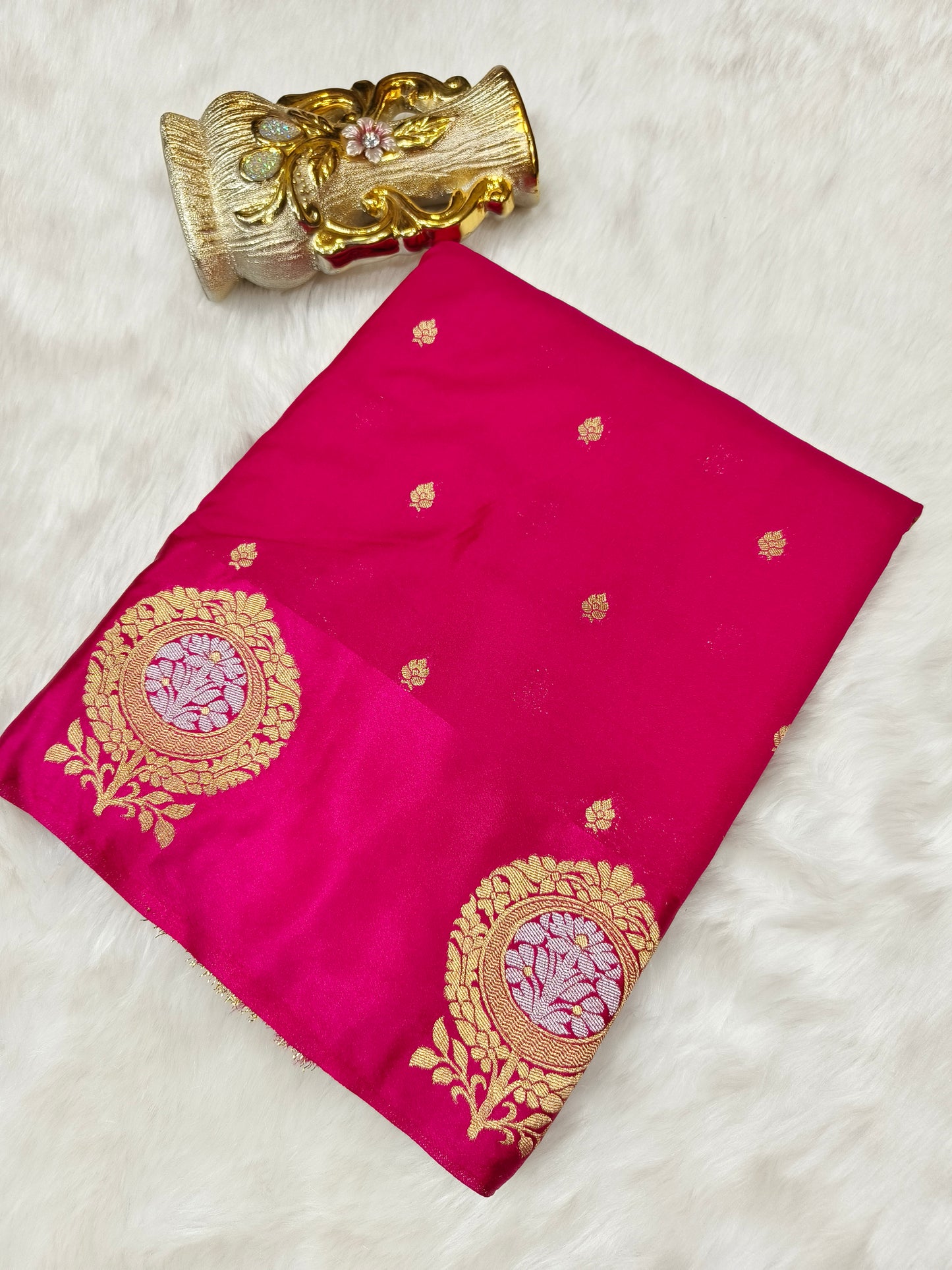 Pink viscose silk saree