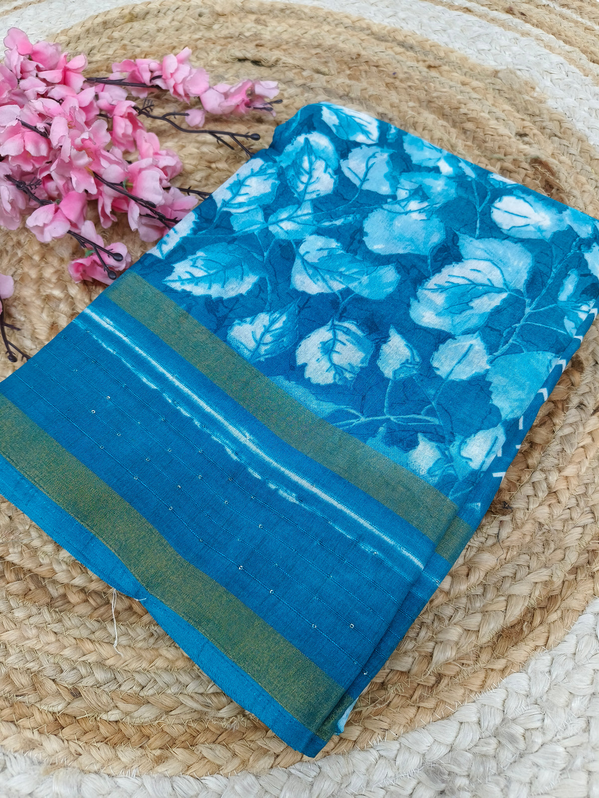 Sky blue sequence saree