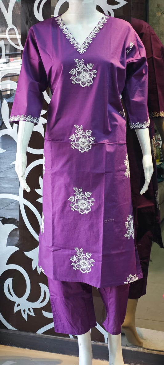 Dark Purple pure cotton two piece sets