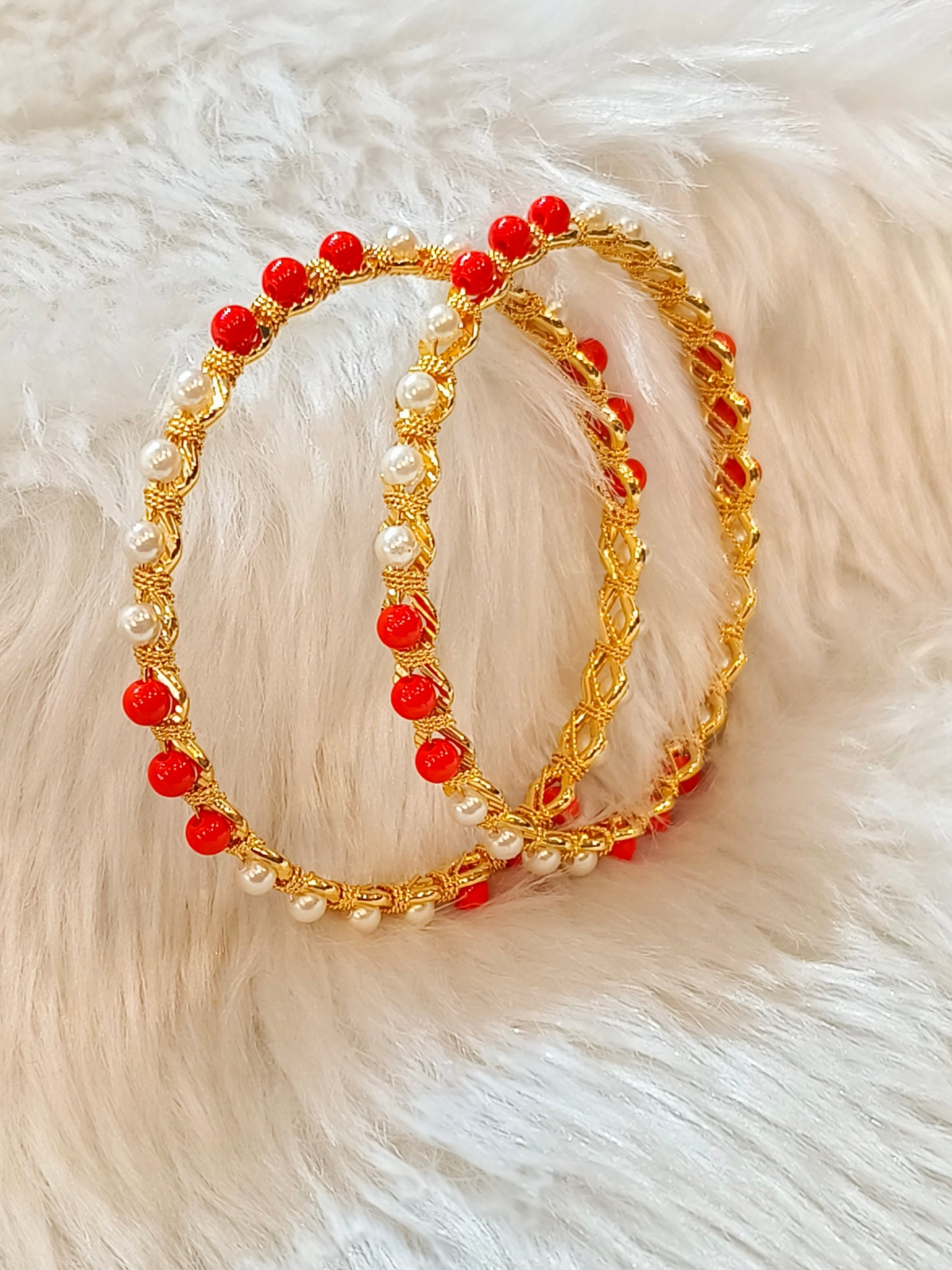 Pearl with Ruby stone bangle