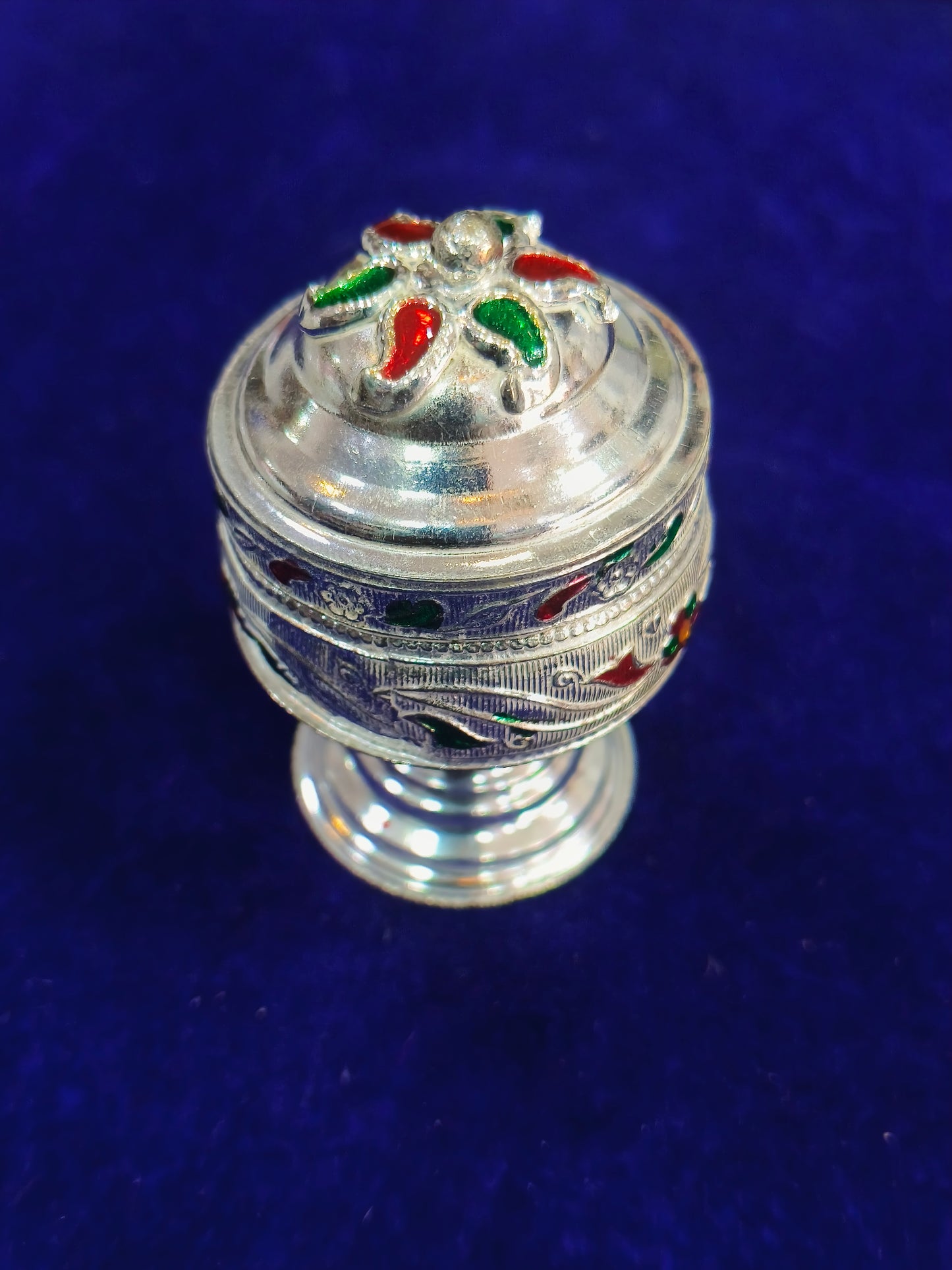 German silver peacock handmade sindoor box weight 43gm