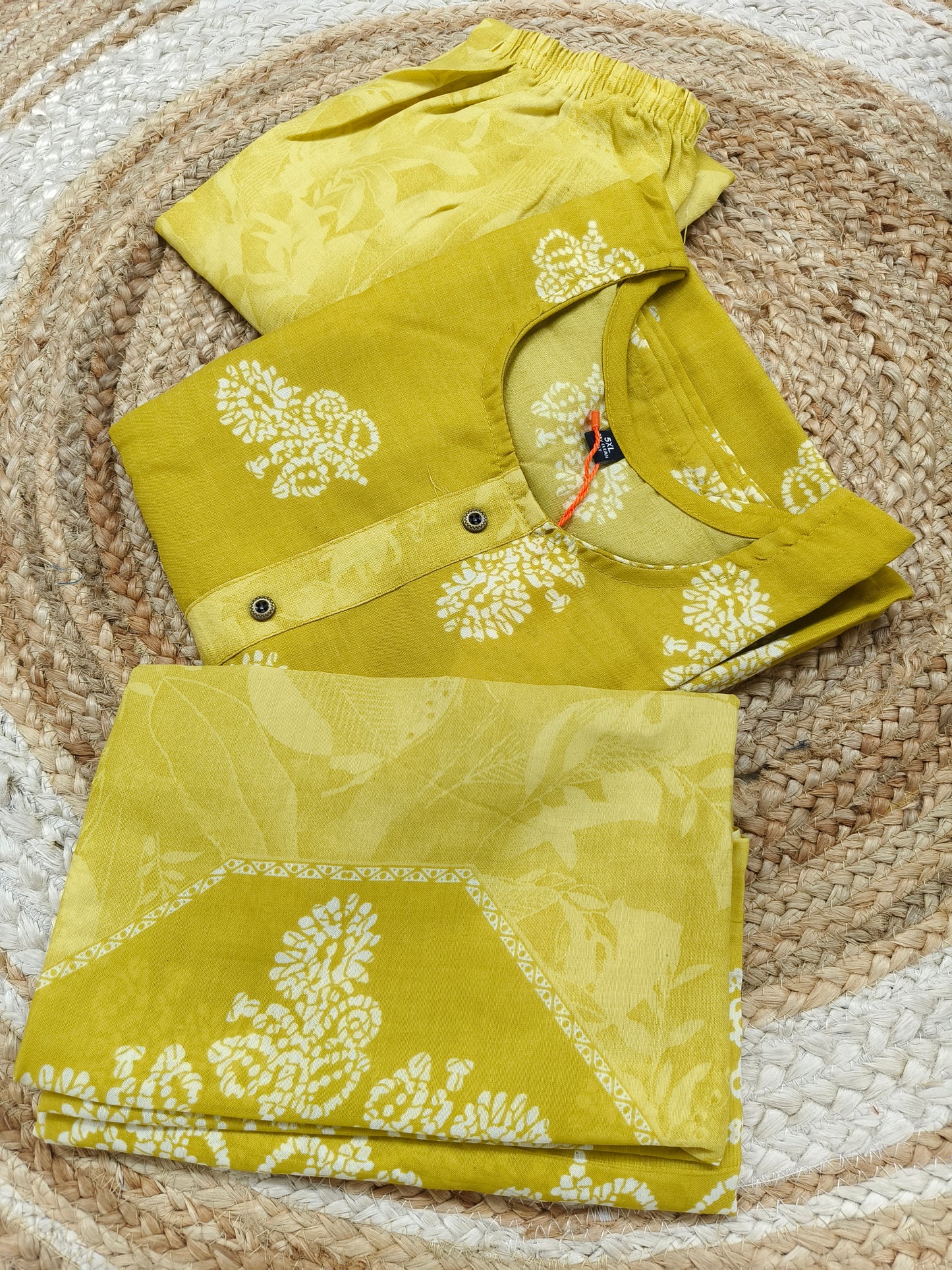 Yellow Cotton sets with duppatta