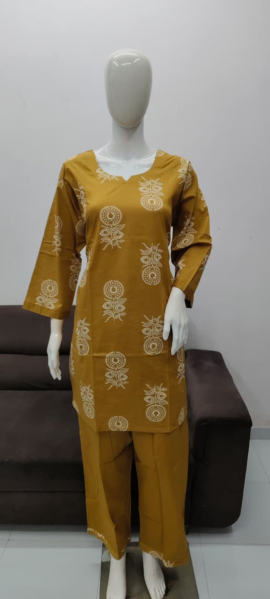 Greenish yellow cotton cord suits