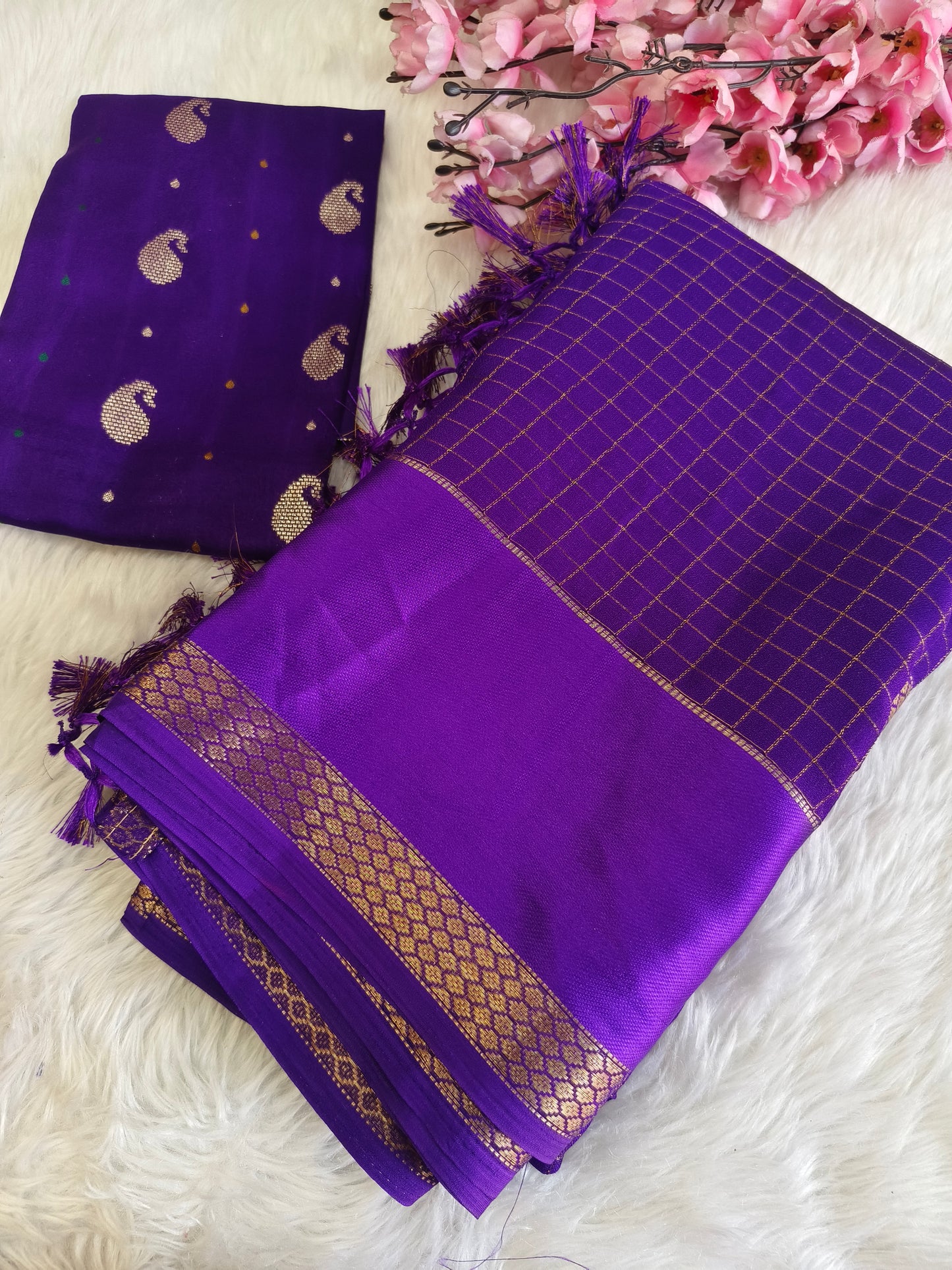 Purple Soft viscose silk saree