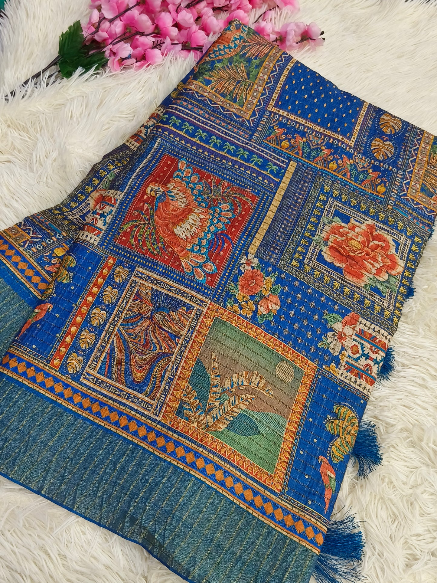 Blue heritage silk saree