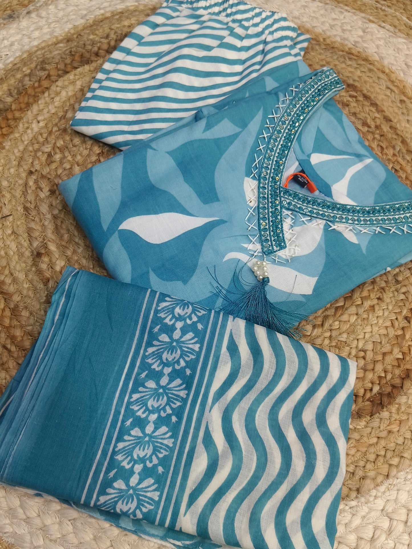 Sky Blue Cotton sets with duppata