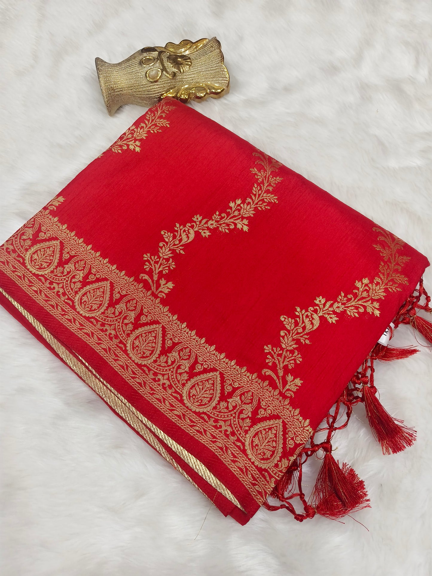 Red mulberry silk saree