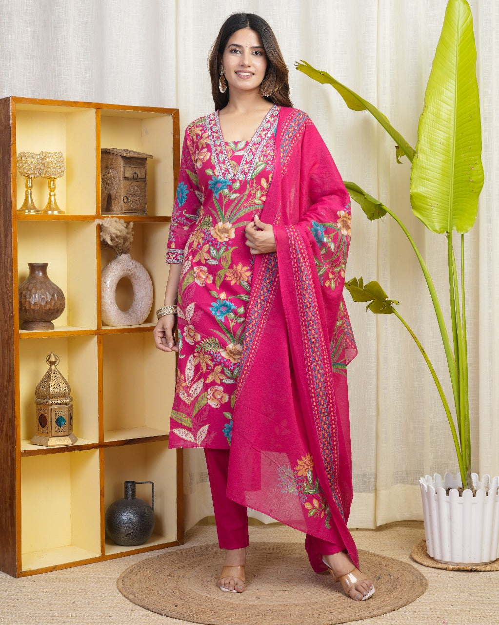 Rani Pink Cotton sets with duppata