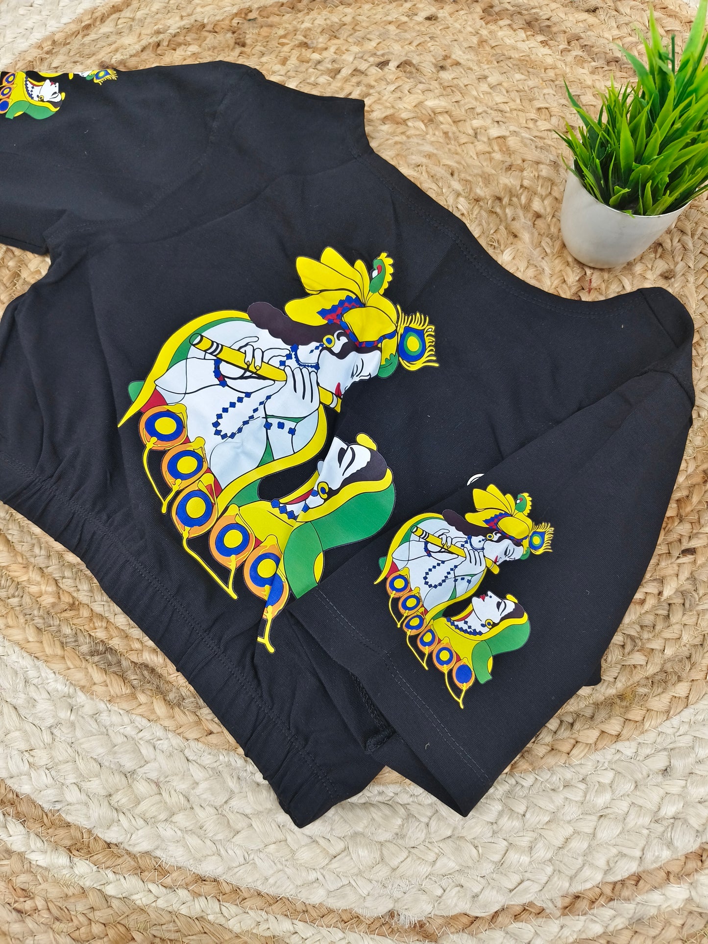 Black Stretchable blouse with unique printed design