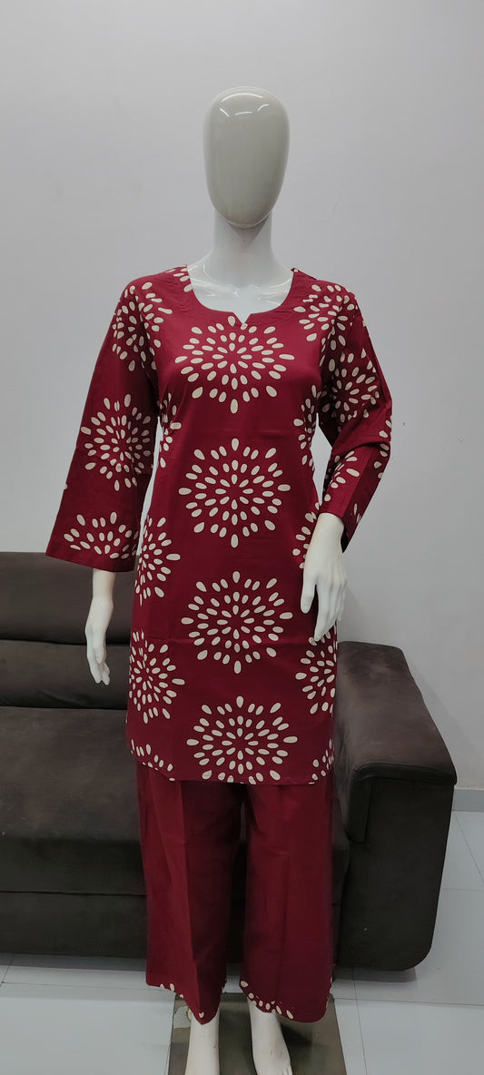 Maroon cotton cord suits