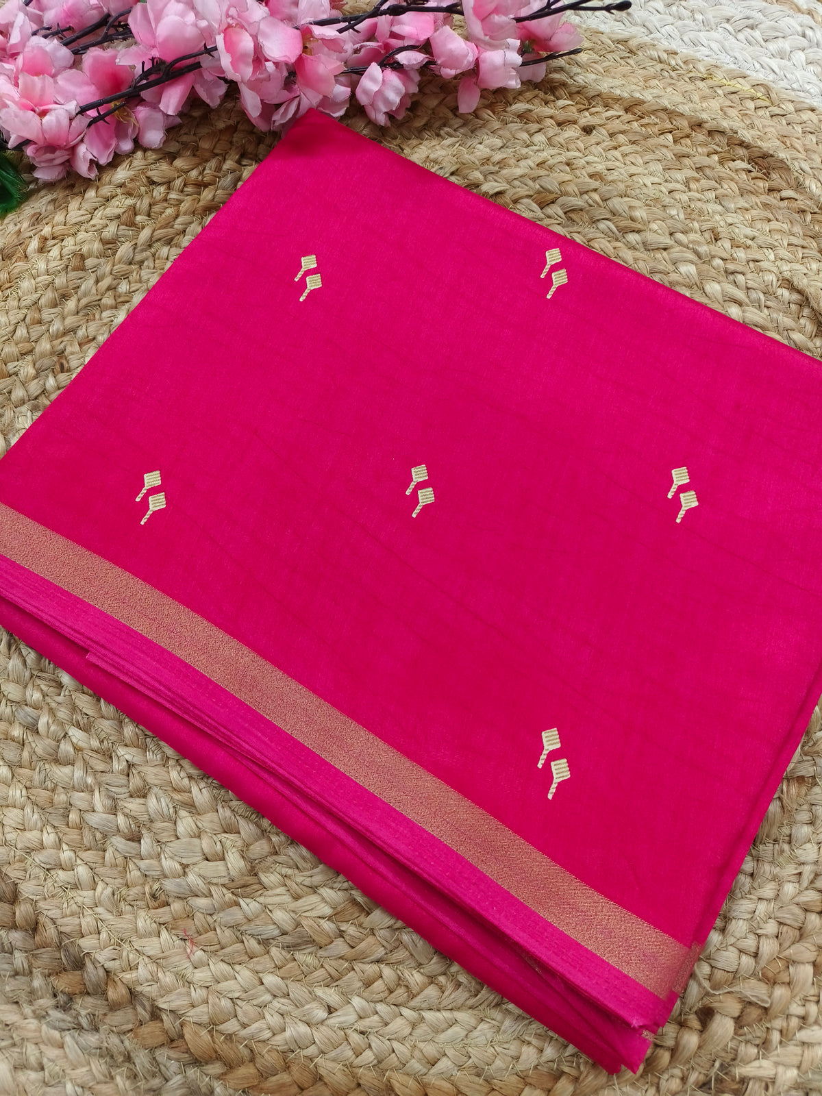Rani pink soft viscose saree