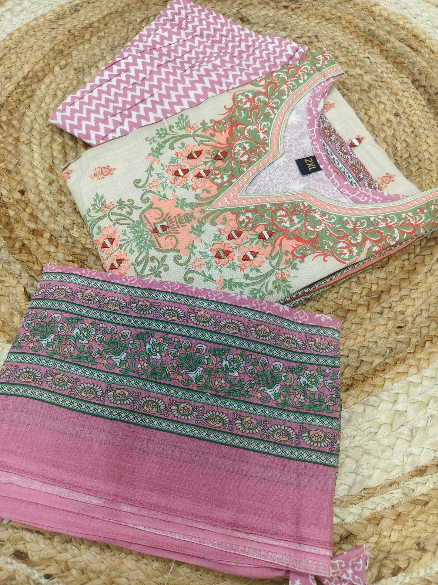 Cream cotton sets with duppatta
