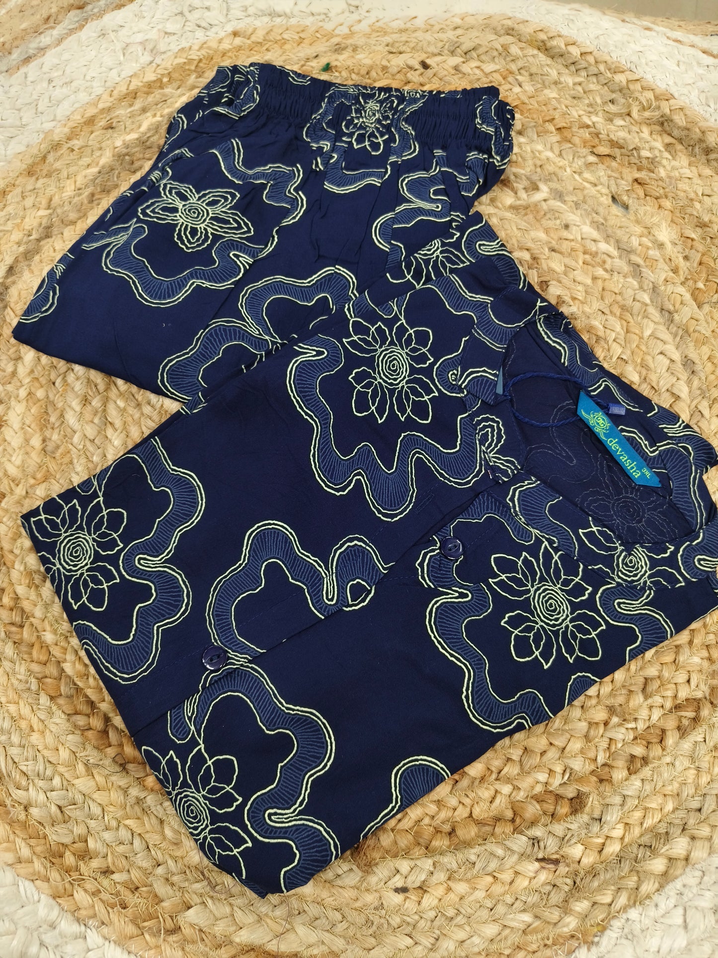 Navy blue rayon cord set
