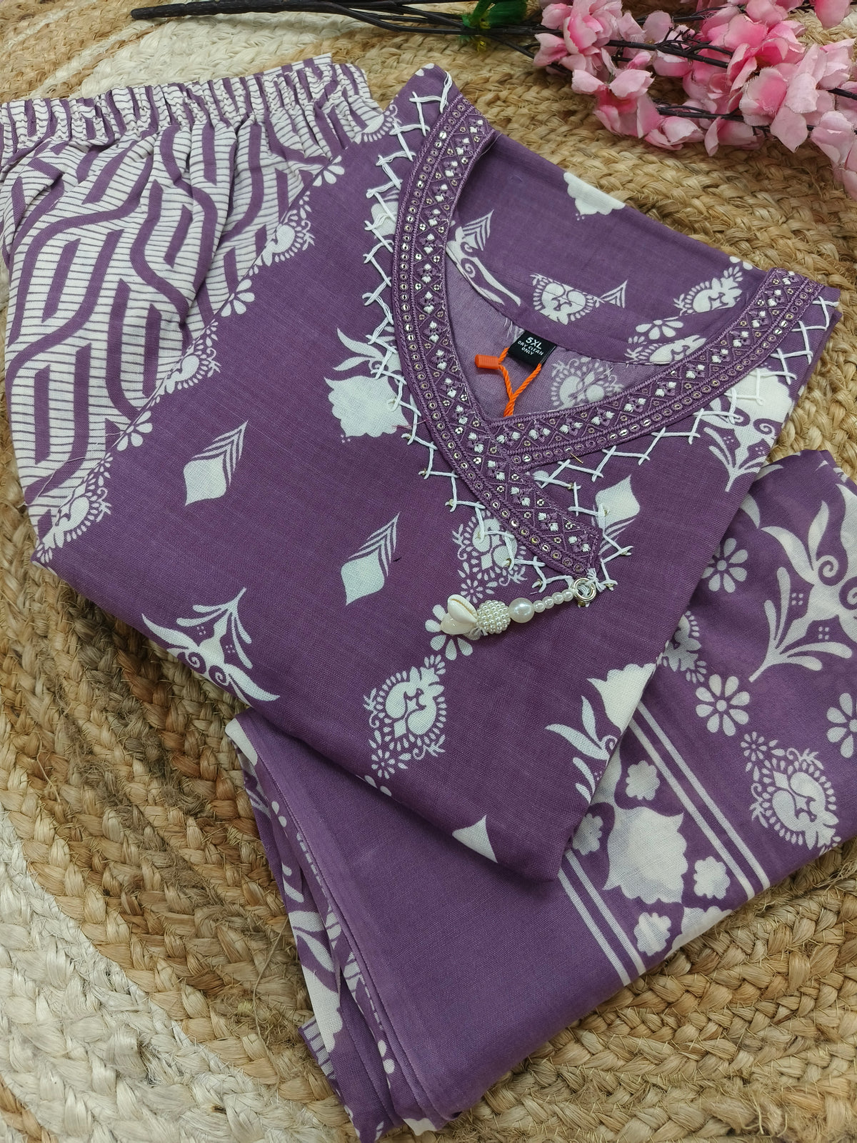 Lavender cotton sets with duppatta