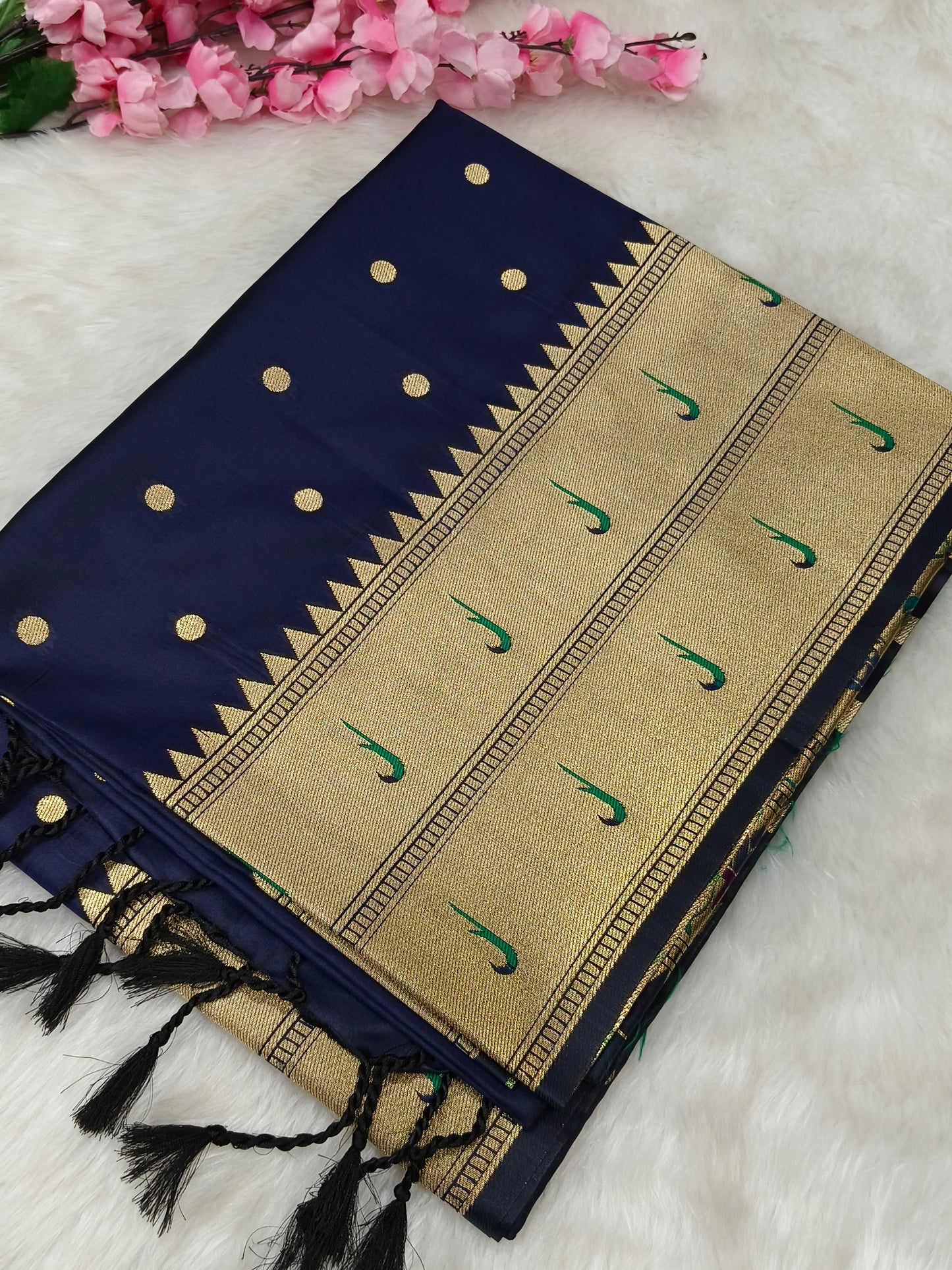 Navy Blue Paithani silk saree