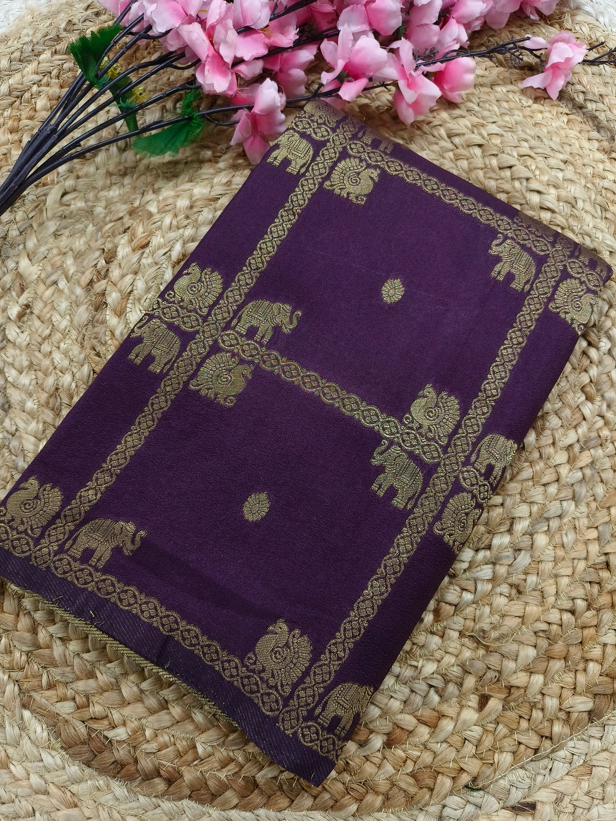 Wine Georgette silk saree