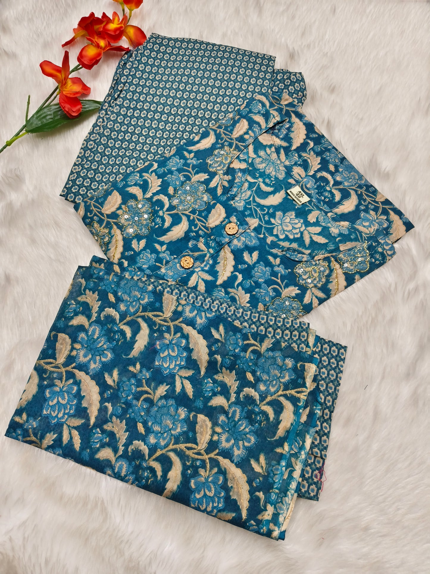 Blue premium cotton suit