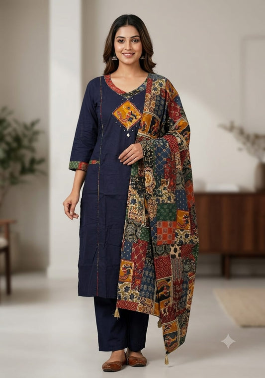 Navy Blue cotton salwar suits