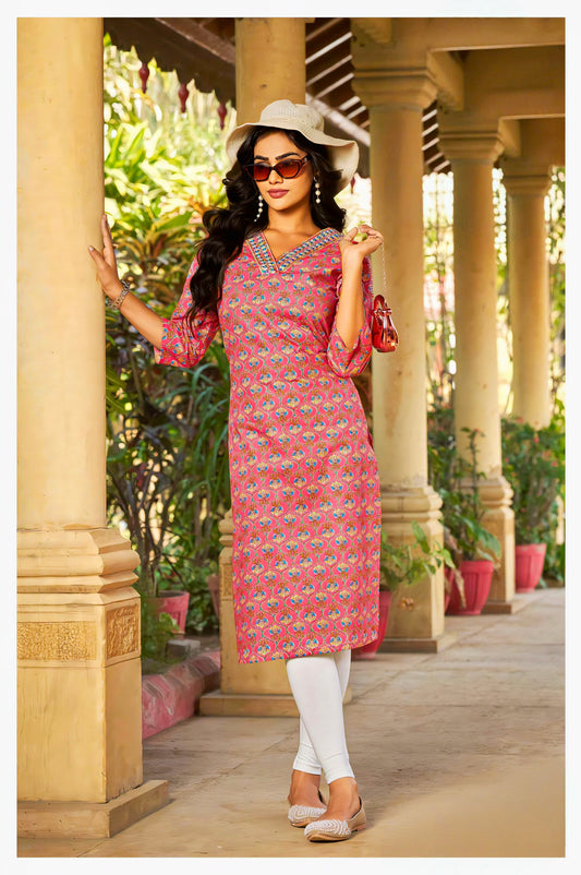 Pink pure cotton kurta