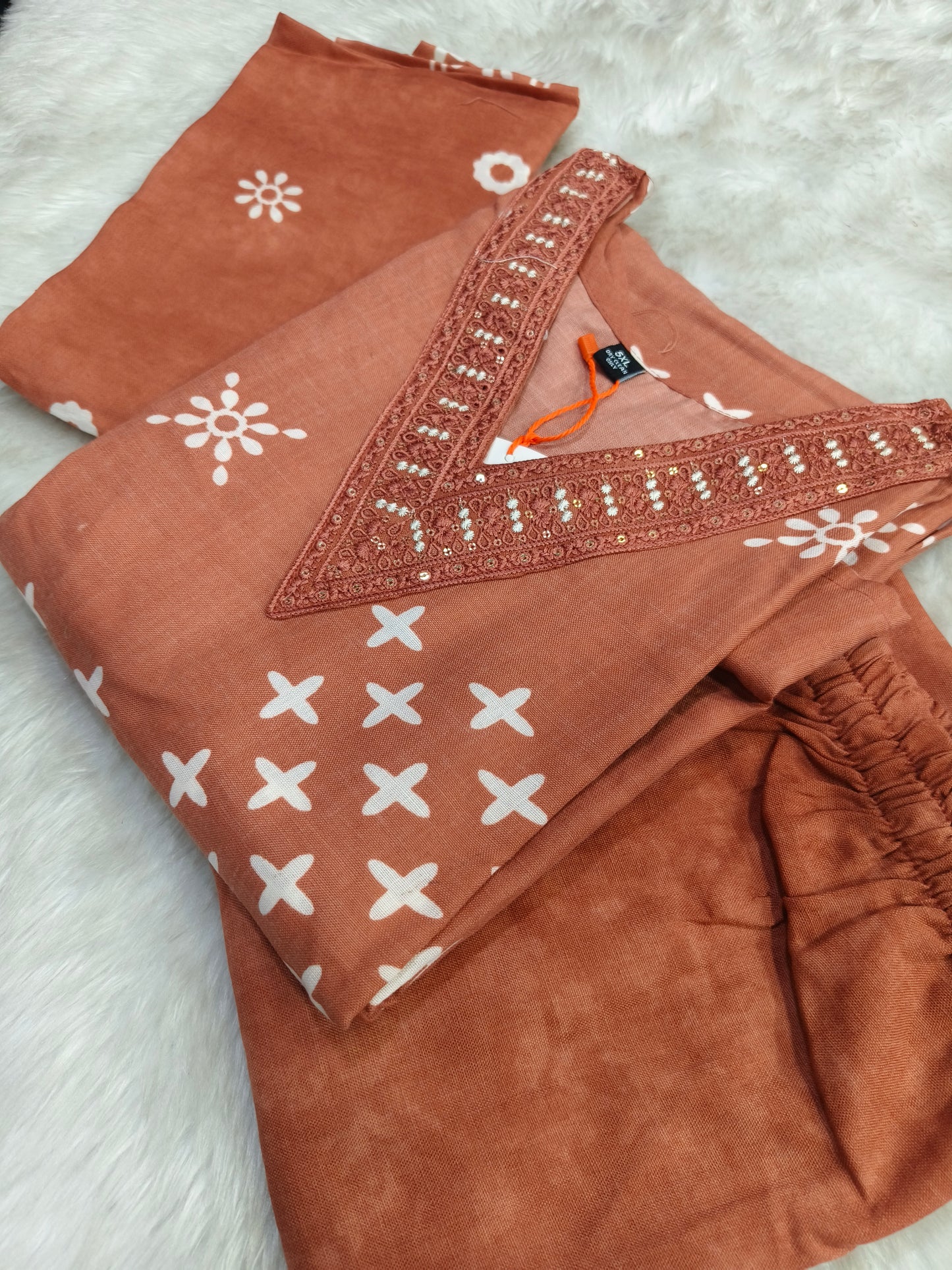 Orange Cotton sets with duppata