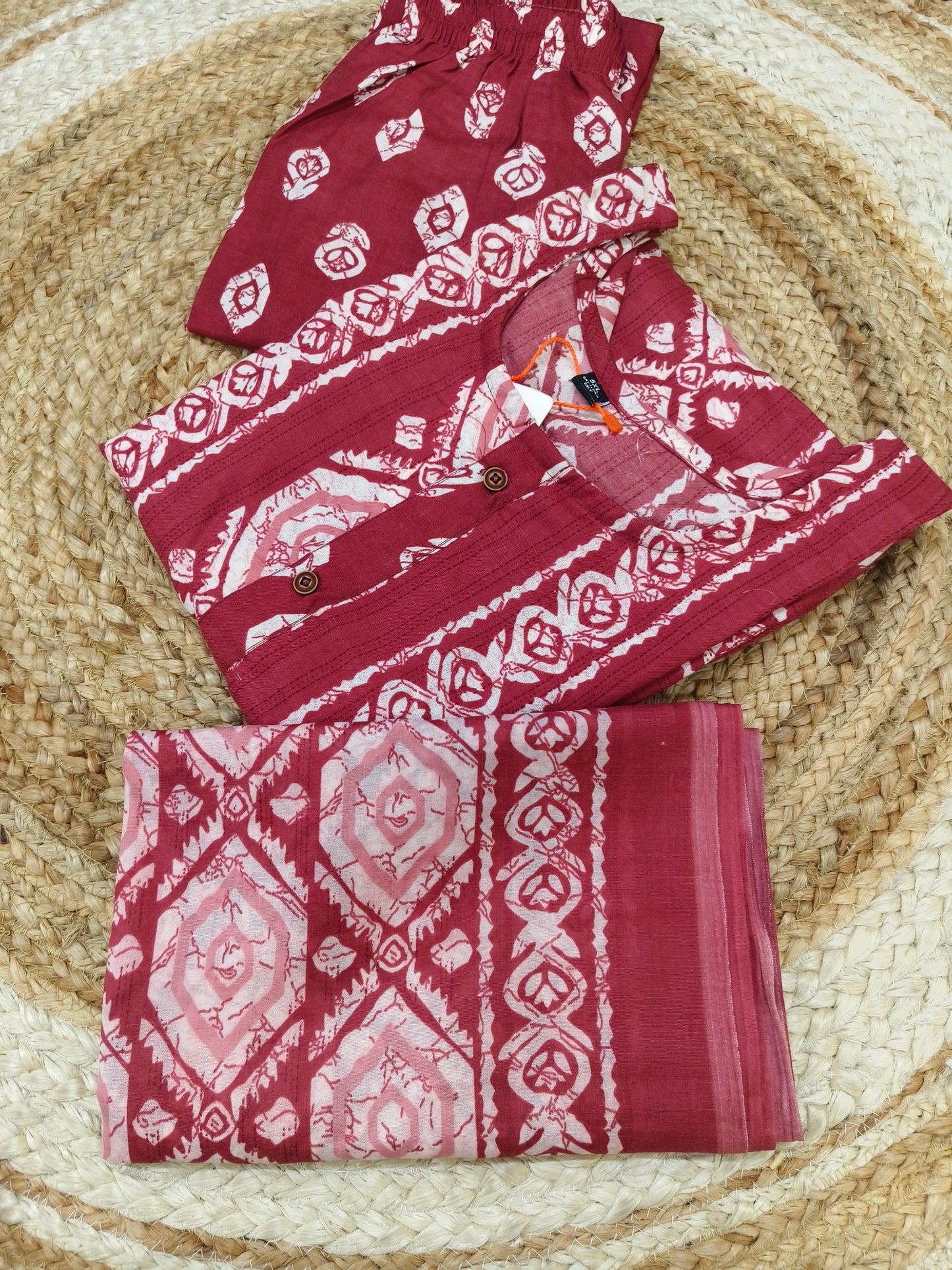 Marron Cotton sets with duppatta