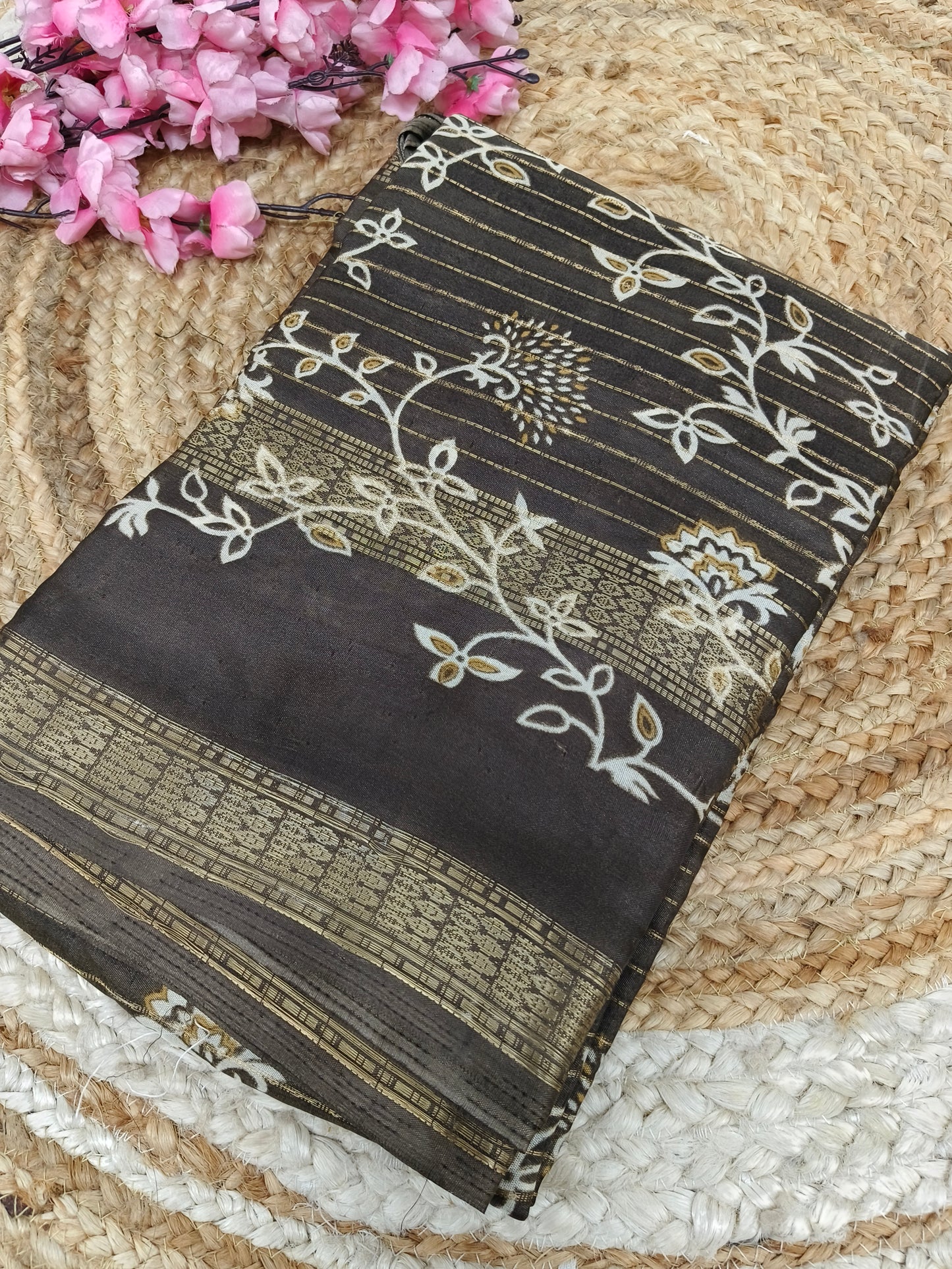 Brown Dola Silk Saree