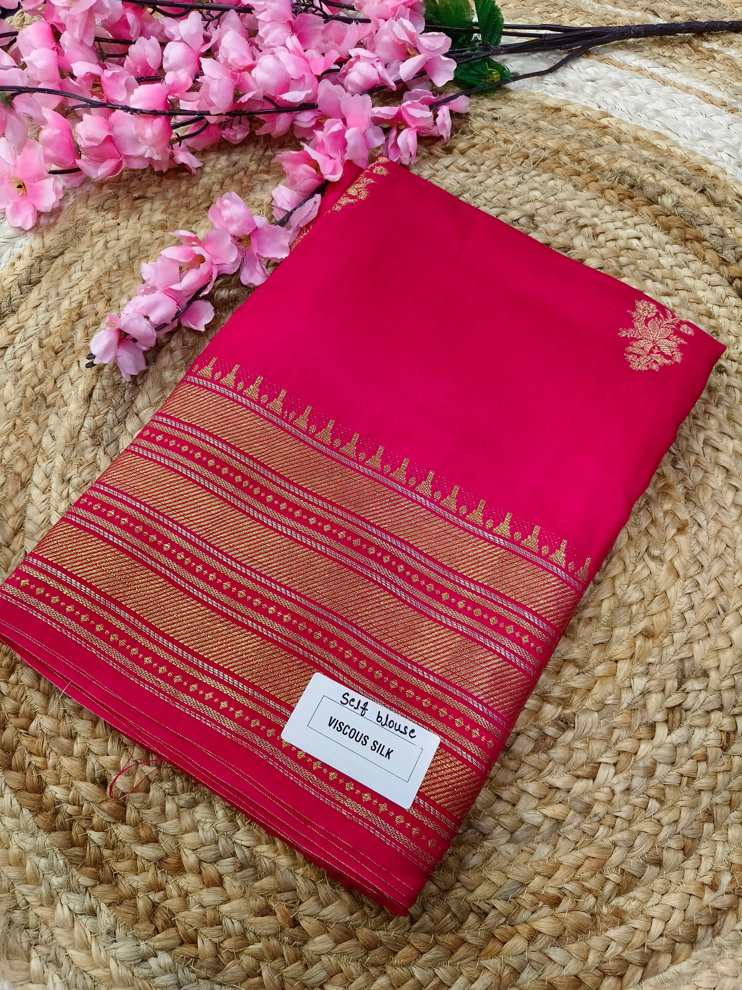 Rani Pink viscous silk saree