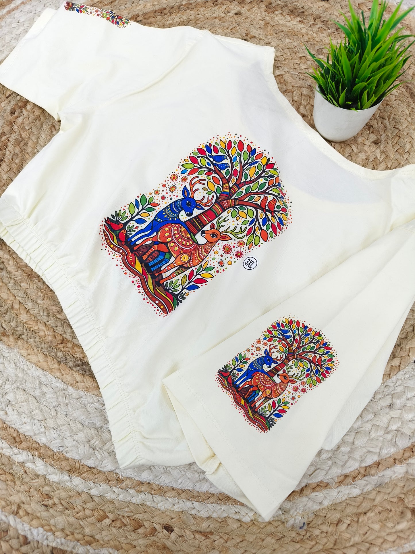 Cream Stretchable blouse with unique printed design (Copy)