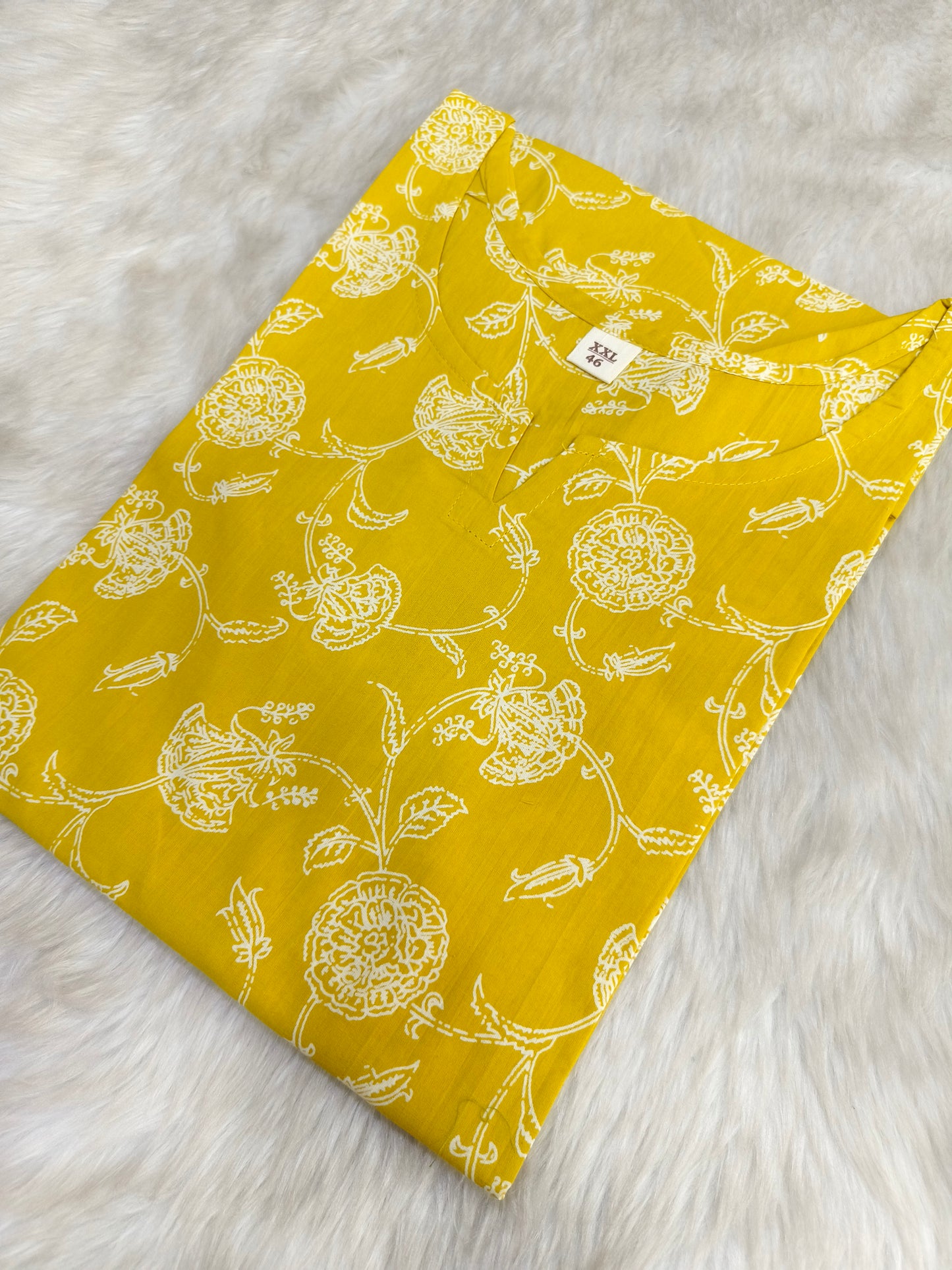 Yellow Cotton short Kurtis