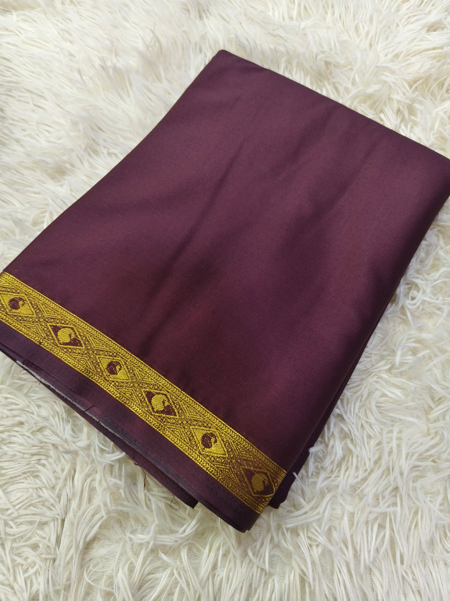 Brown semi Mysore crepe silk