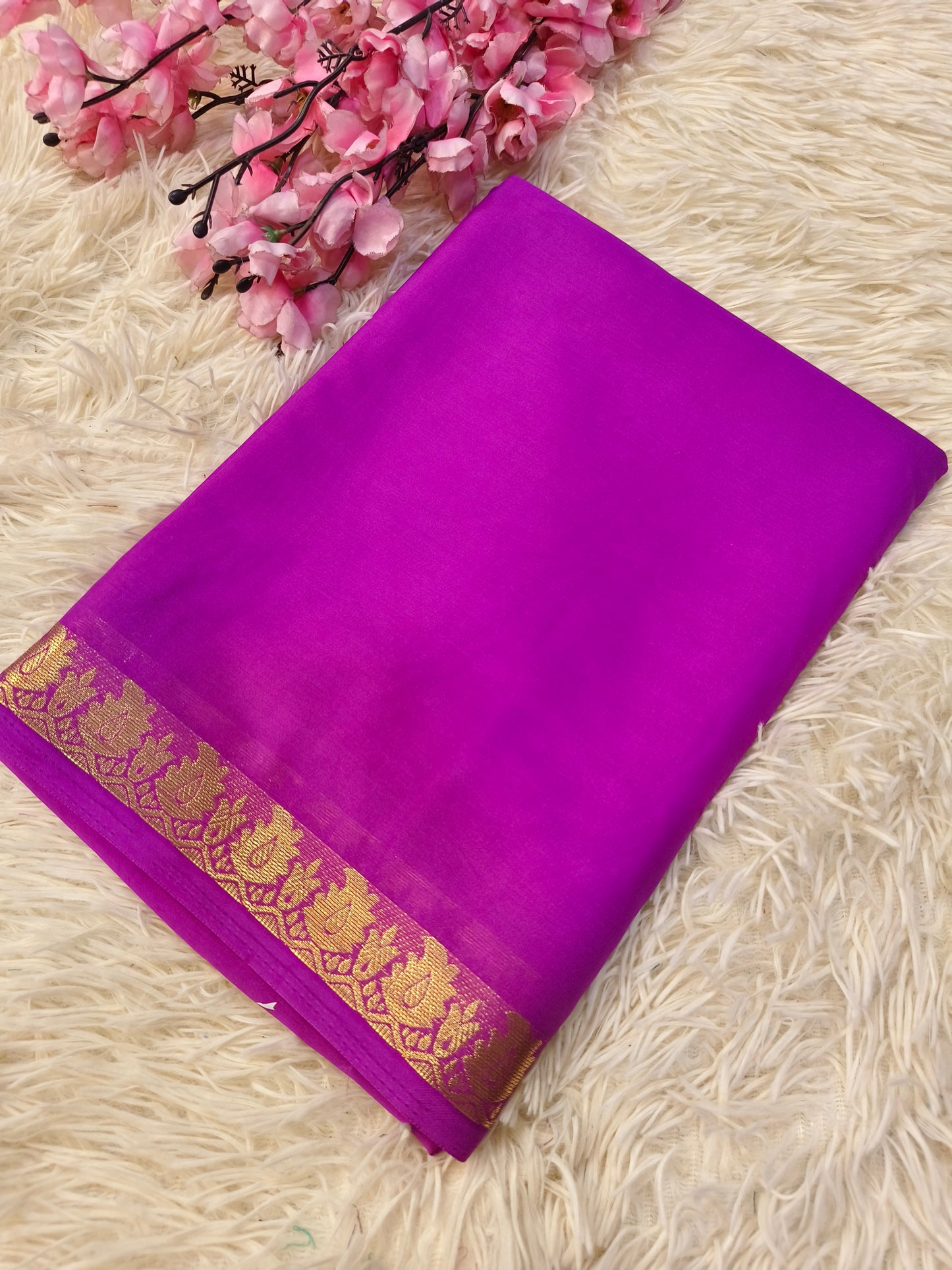 Rose Pink semi Mysore crepe silk saree