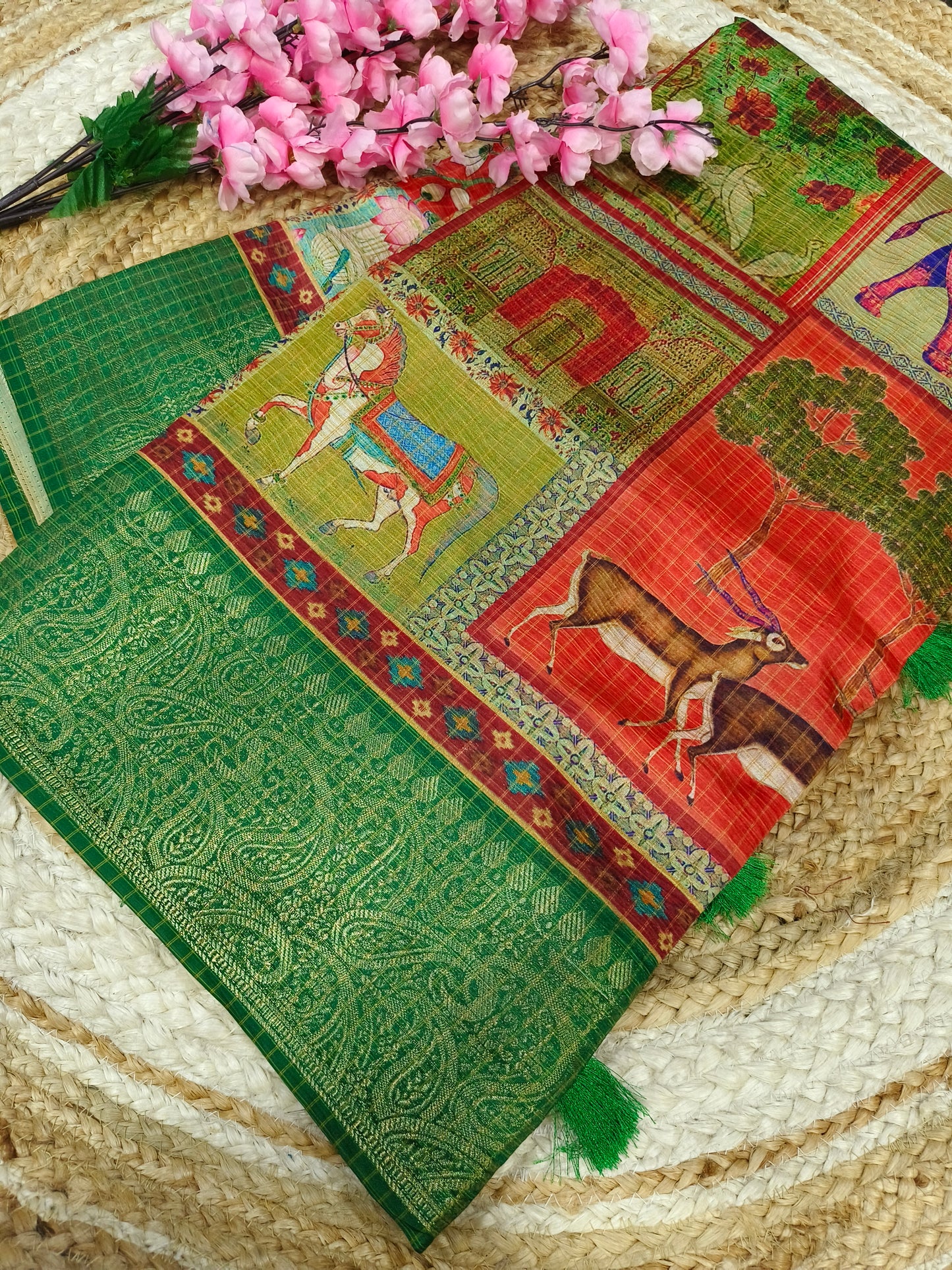 Green heritage silk saree