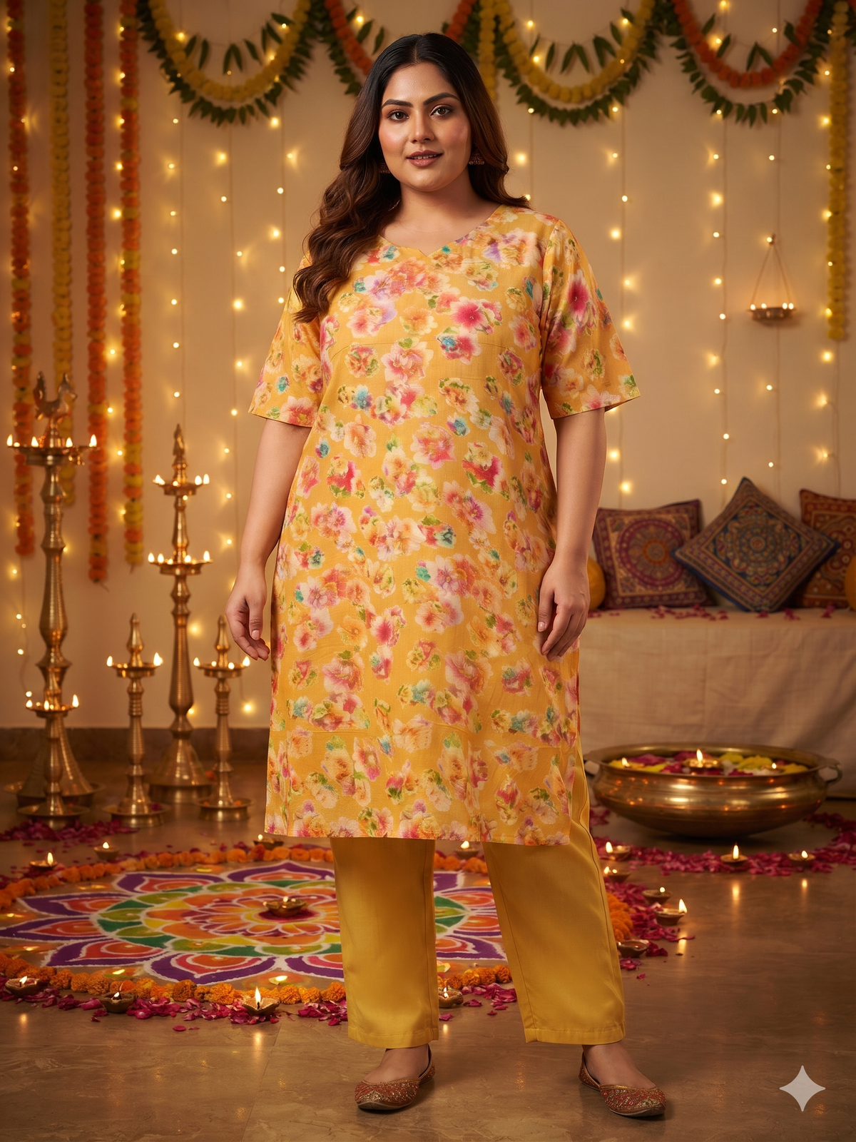 Yellow Rayon straight kurta