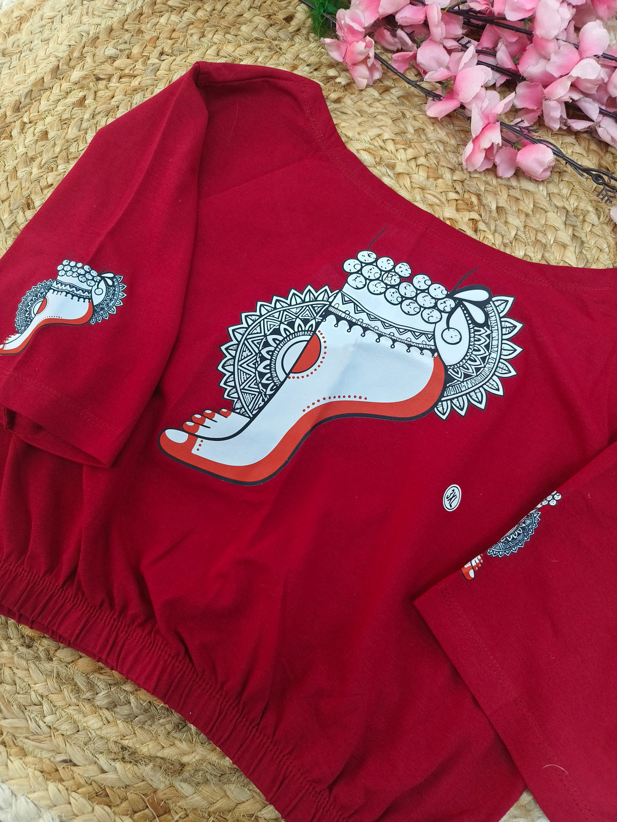 Maroon Stretchable blouses printed design