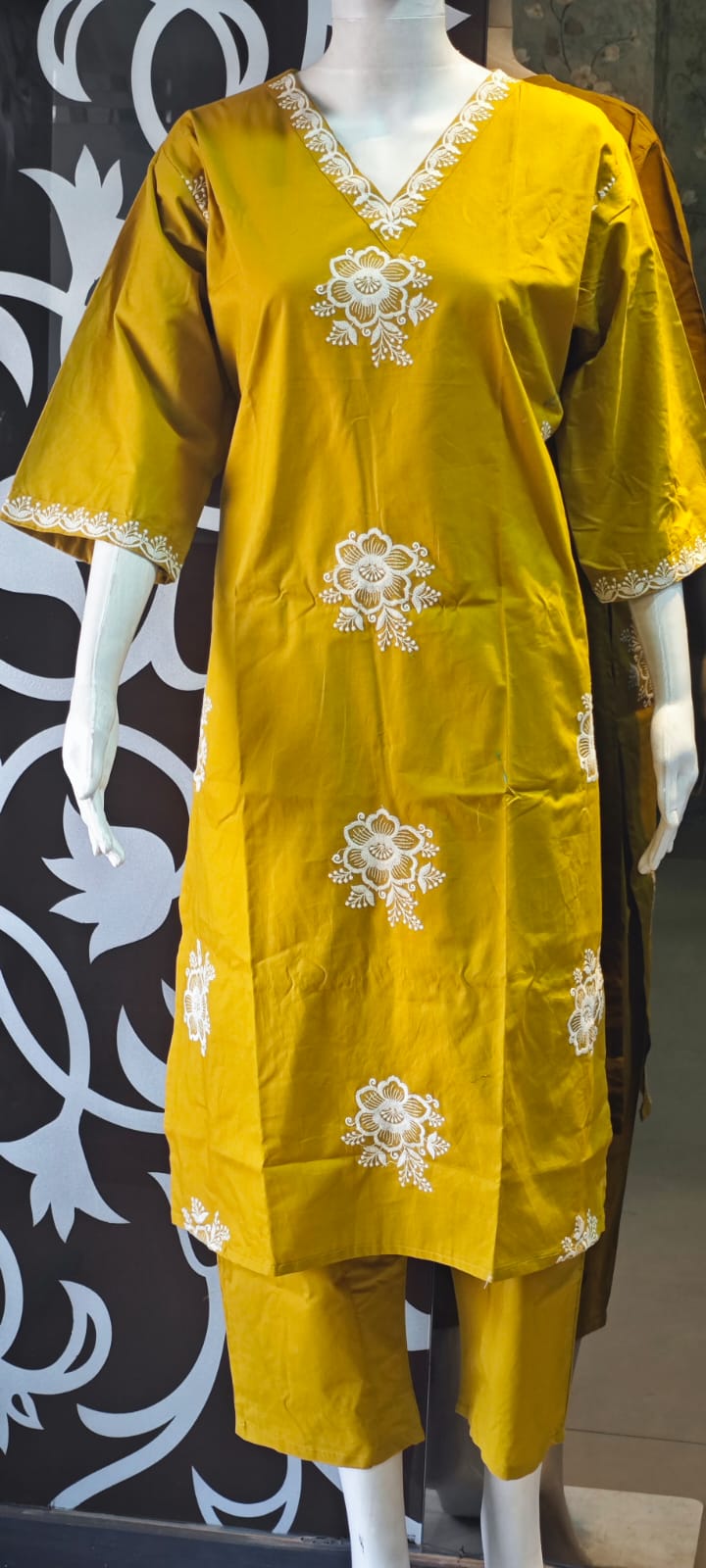 Yellow pure cotton two piece sets